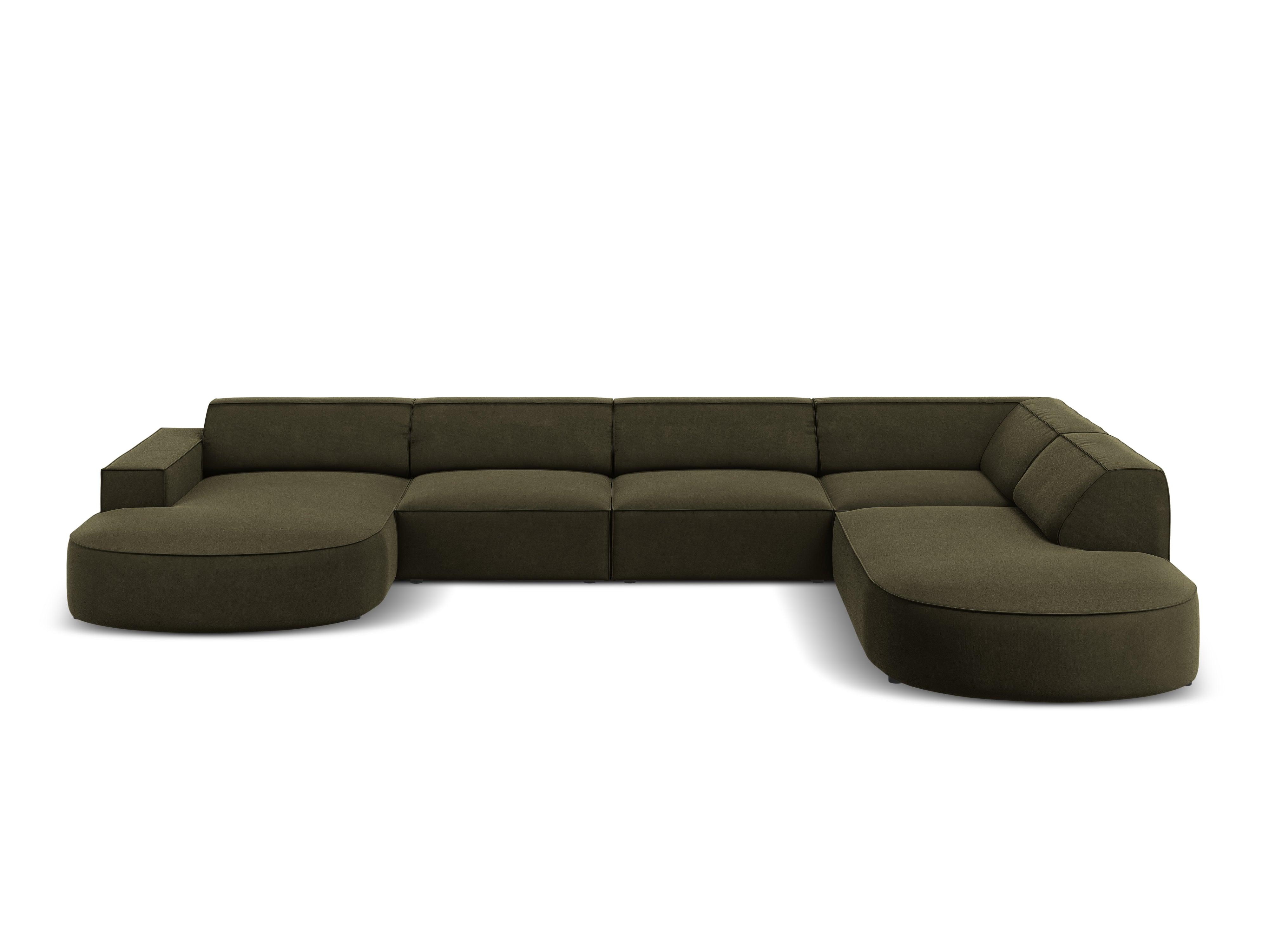 Sofa panoramiczna aksamitna prawostronna okrągła JODIE zielony Micadoni Eye on Design