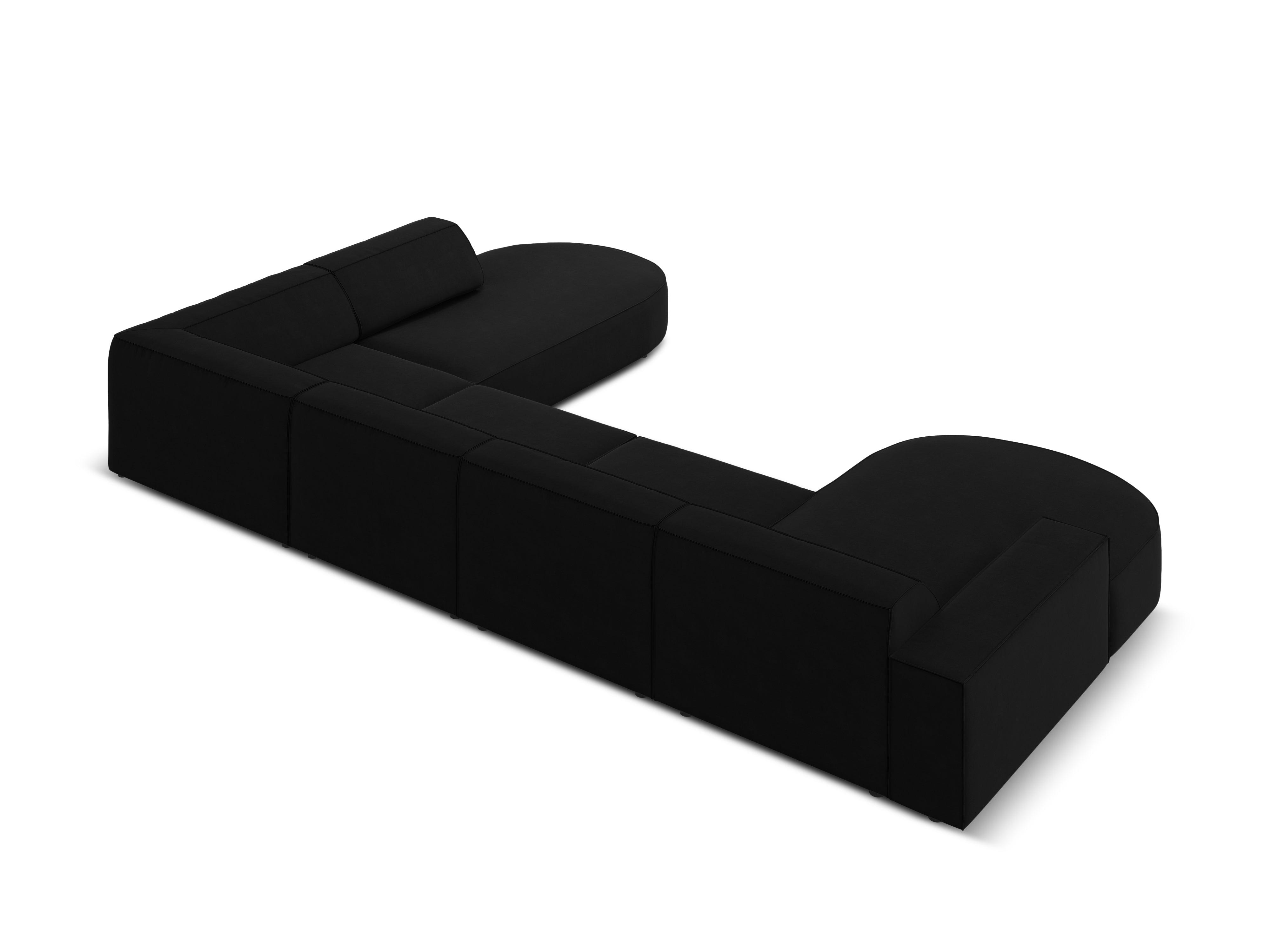 Sofa panoramiczna aksamitna prawostronna okrągła JODIE czarny Micadoni Eye on Design