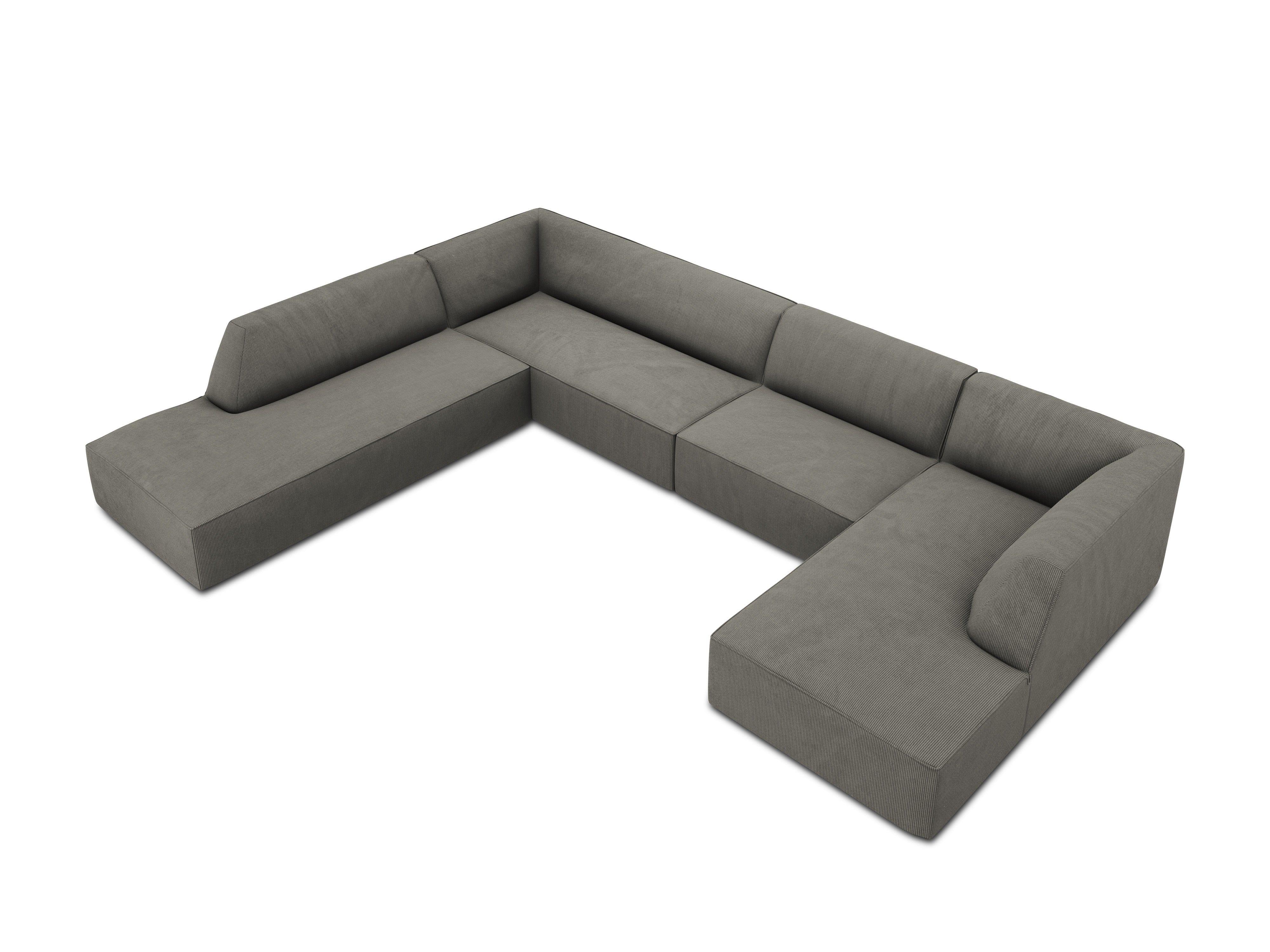 Narożnik w kształcie U sztruksowa lewostronny RUBY jasnoszary Micadoni Eye on Design