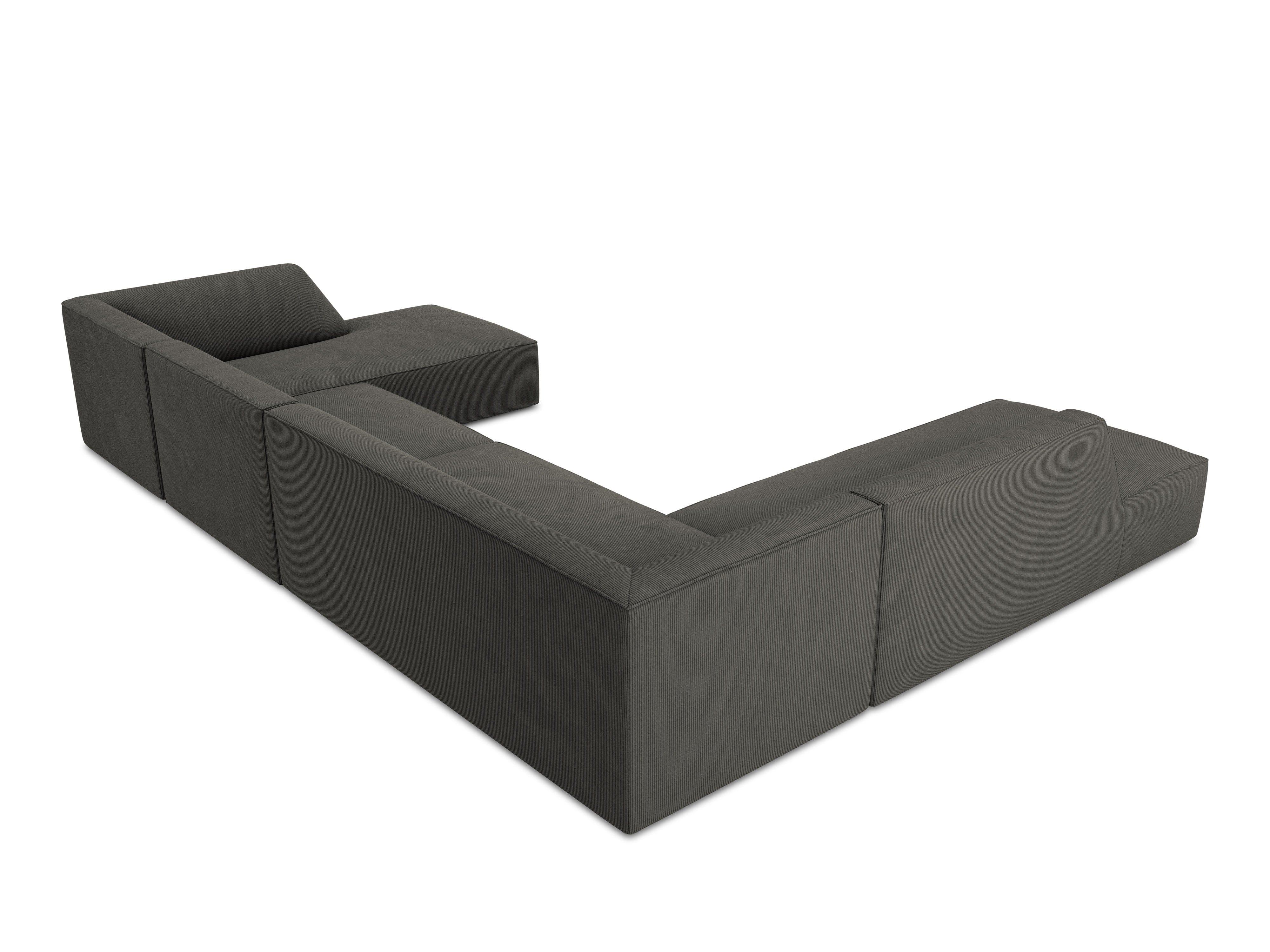 Narożnik w kształcie U sztruksowa lewostronny RUBY ciemnoszary Micadoni Eye on Design