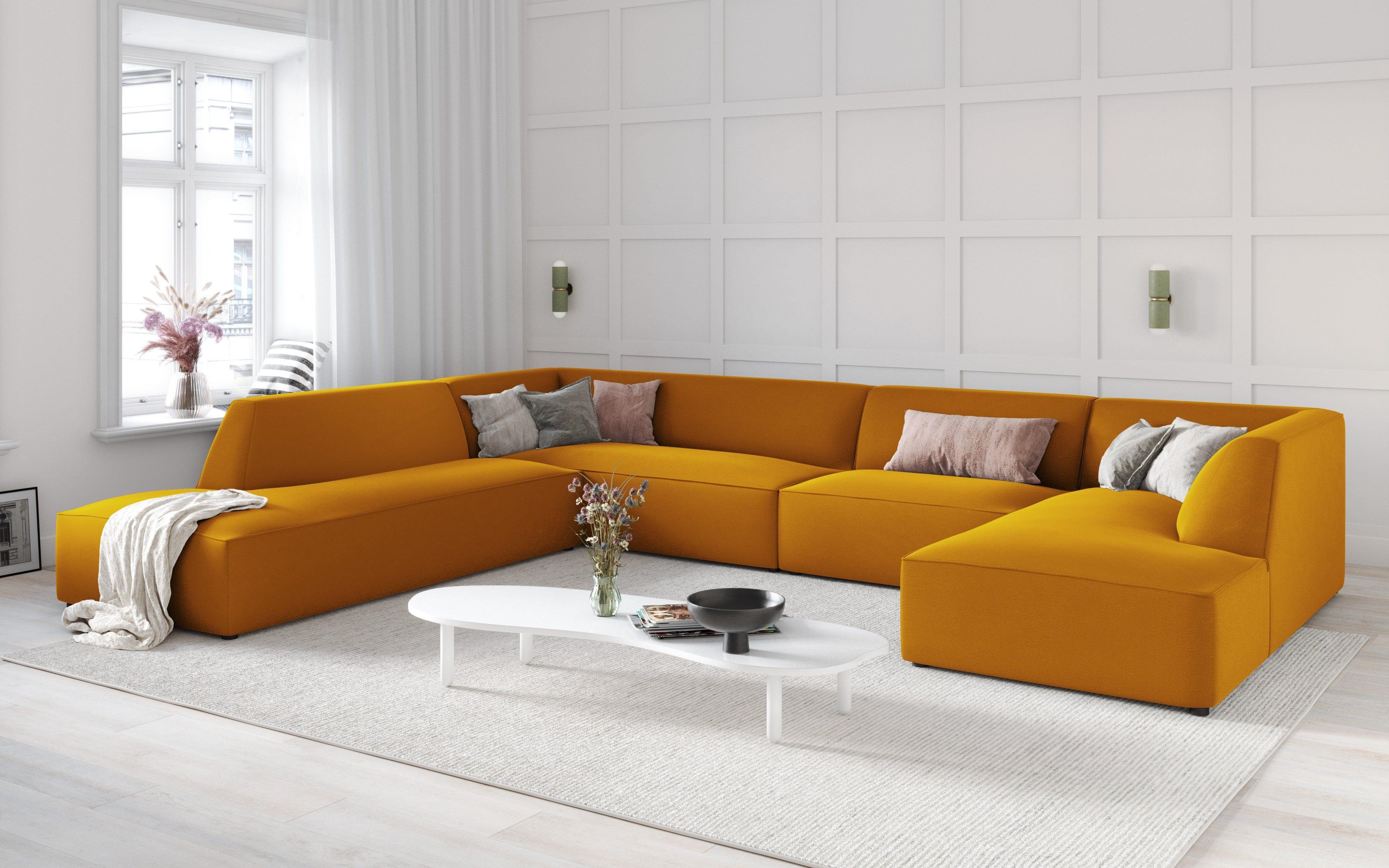 Narożnik w kształcie U aksamitny lewostronny RUBY żółty Micadoni Eye on Design