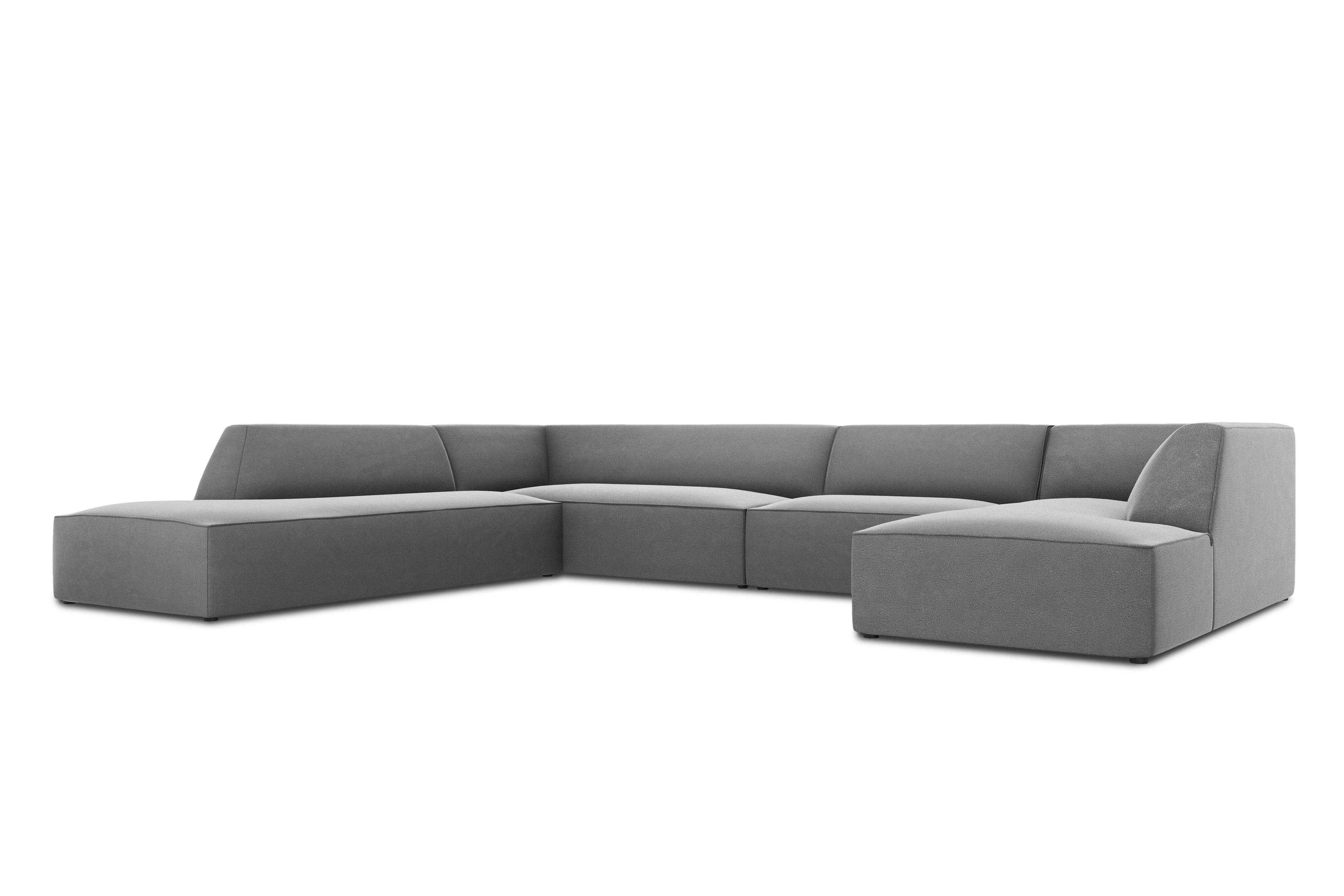 Narożnik w kształcie U aksamitny lewostronny RUBY szary Micadoni Eye on Design