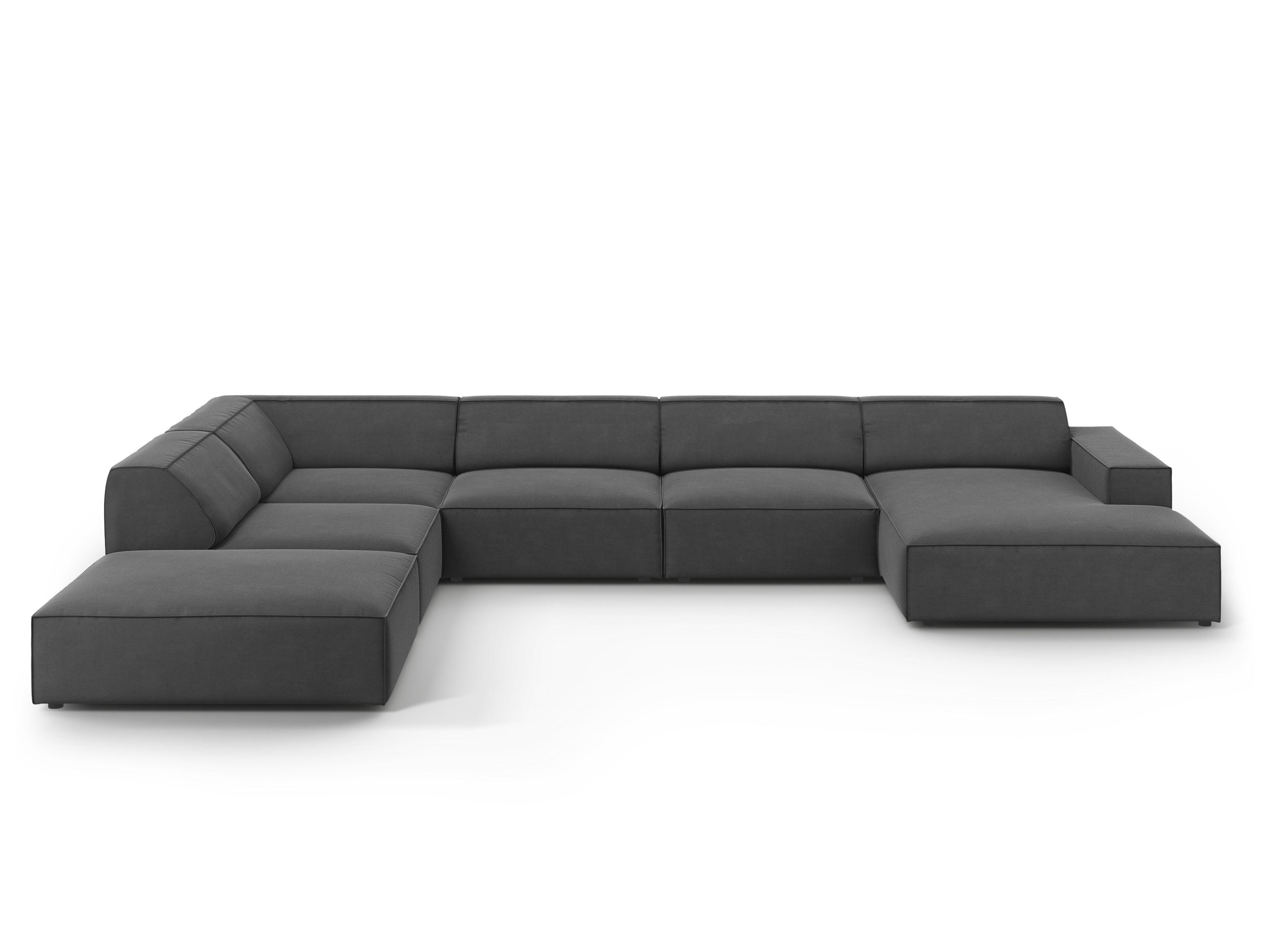 Sofa panoramiczna aksamitna lewostronna JODIE ciemnoszary – Micadoni