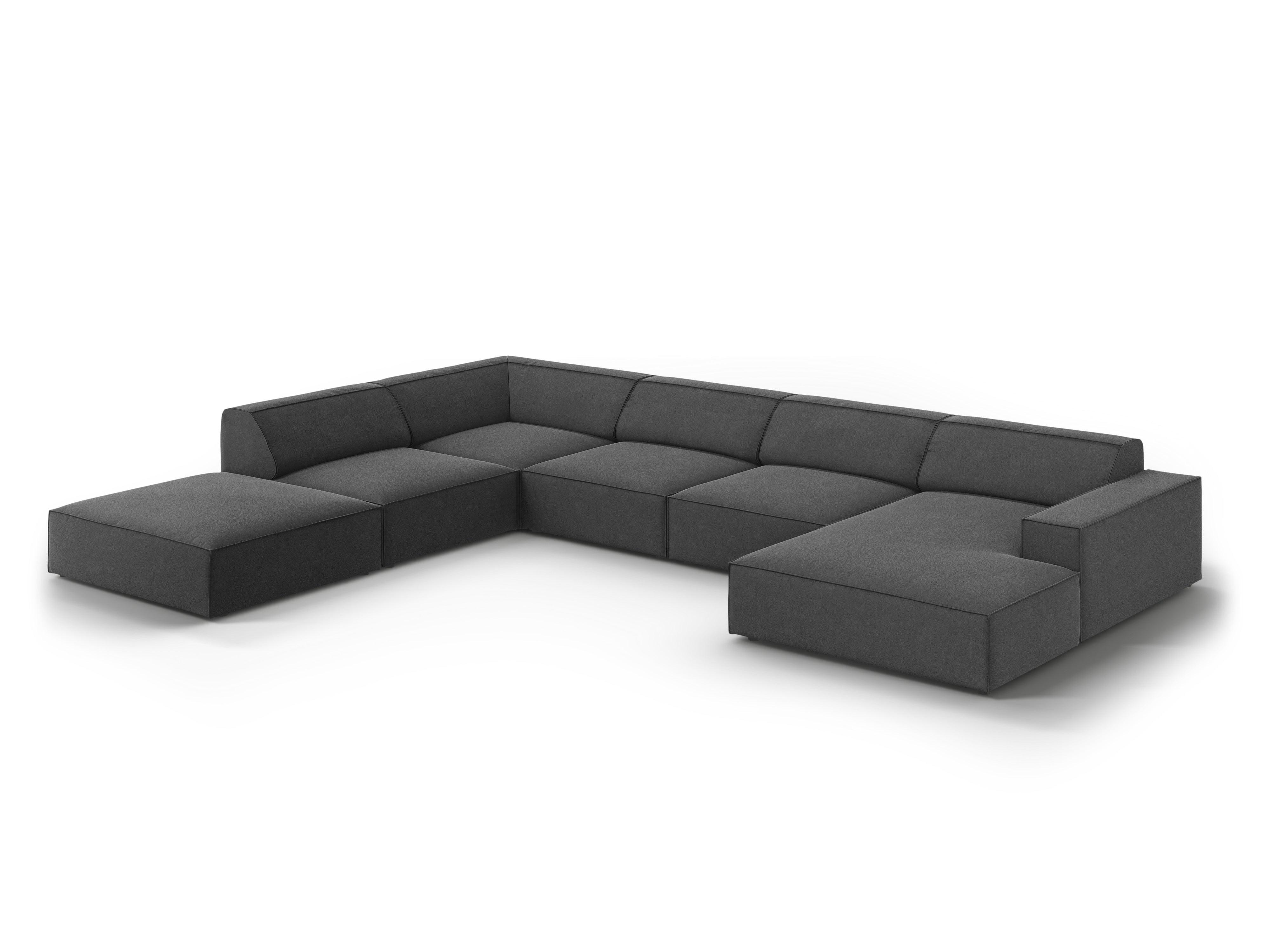 Sofa panoramiczna aksamitna lewostronna JODIE ciemnoszary – Micadoni