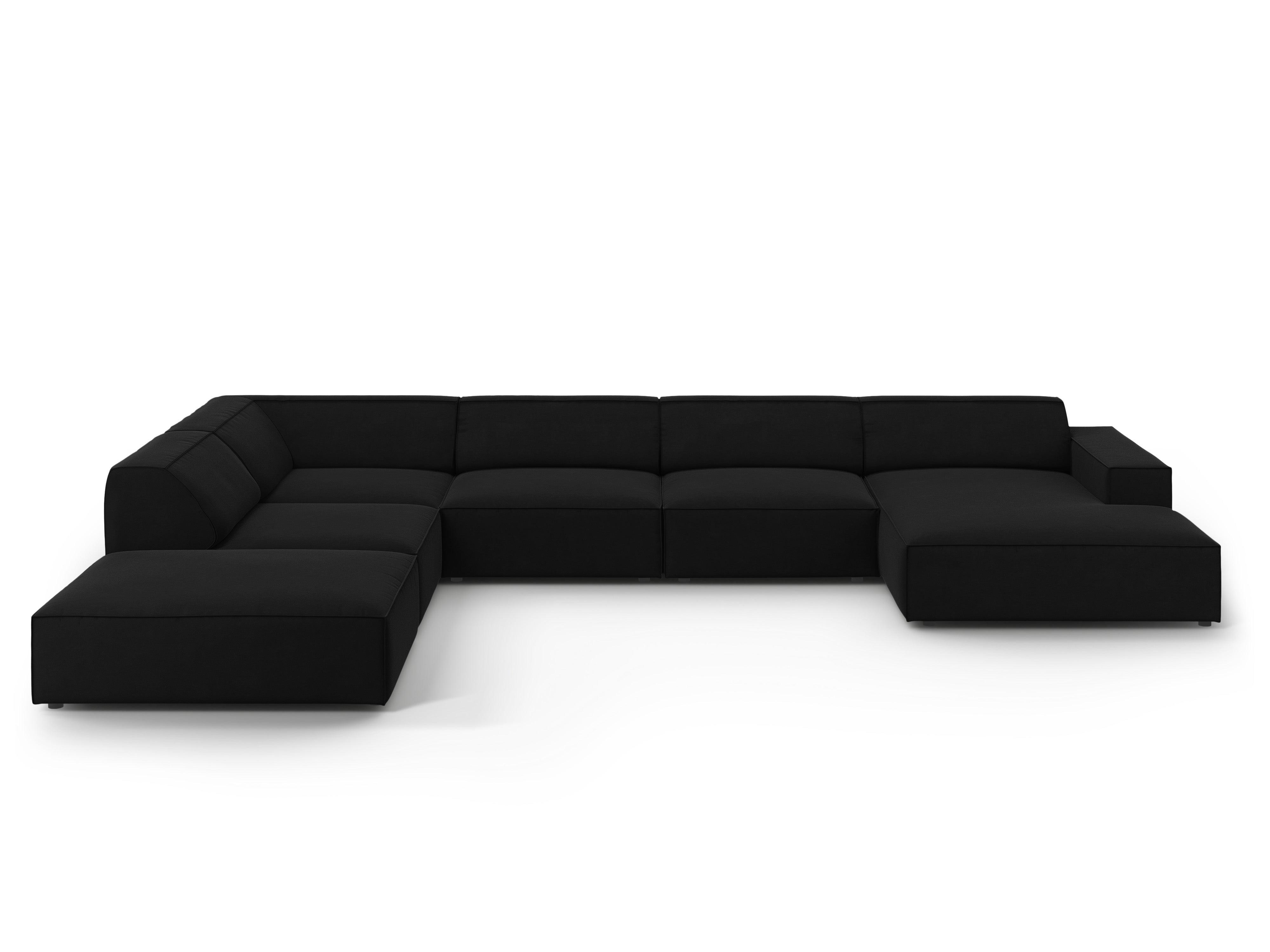 Sofa panoramiczna aksamitna lewostronna JODIE czarny – Micadoni