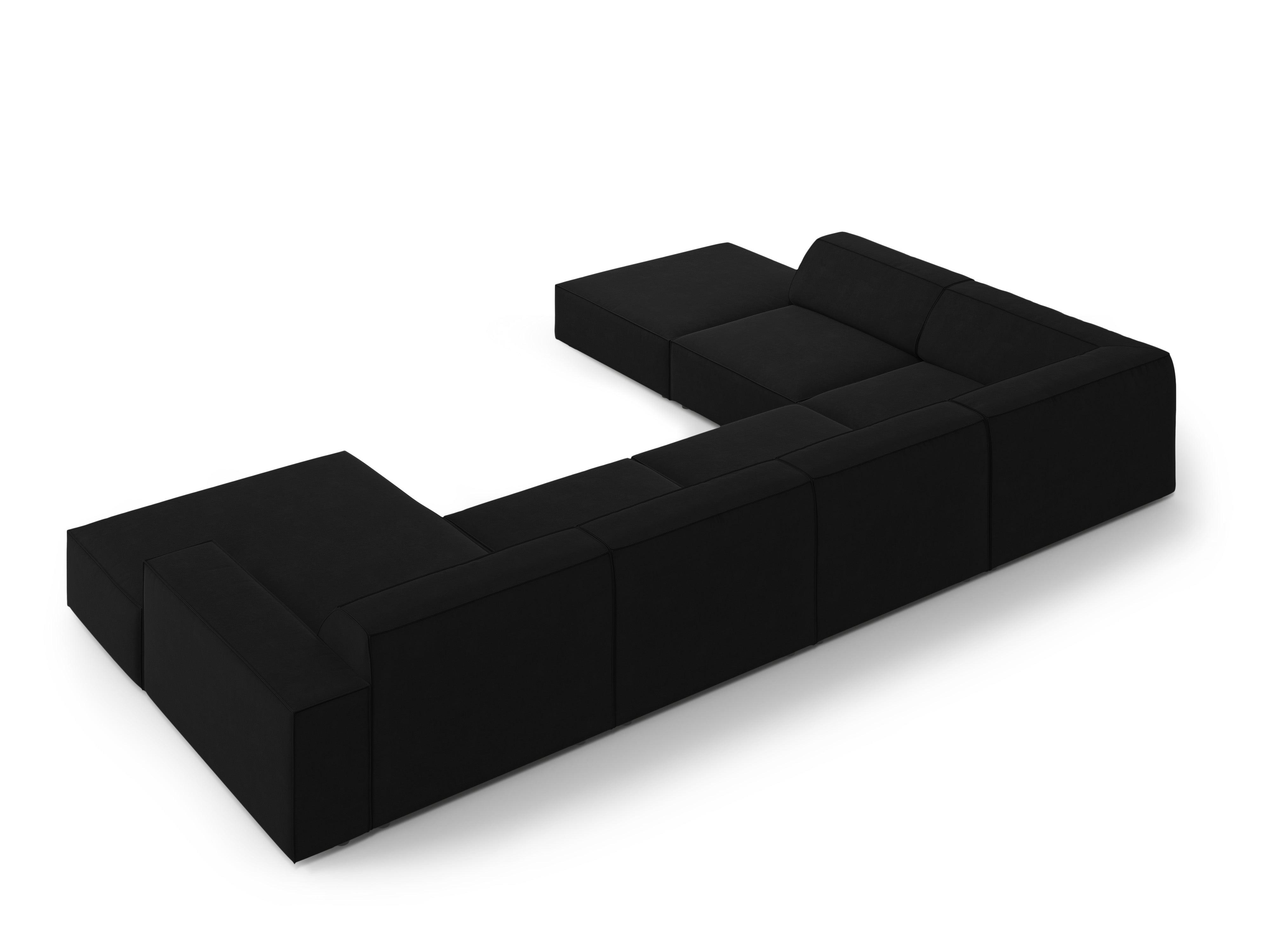 Sofa panoramiczna aksamitna lewostronna JODIE czarny – Micadoni