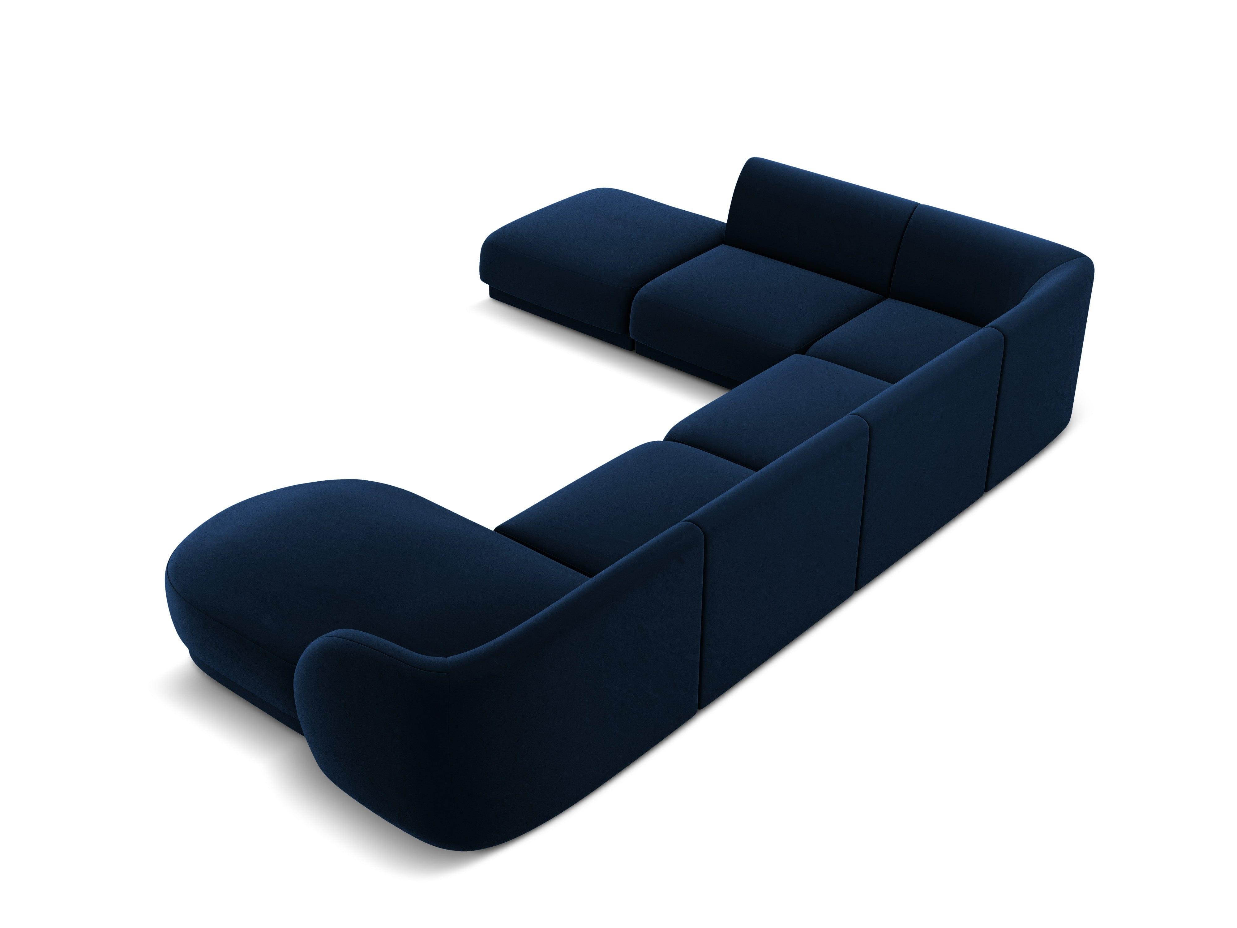 Narożnik aksamitny w kształcie U lewostronny MILEY granatowy Micadoni Eye on Design