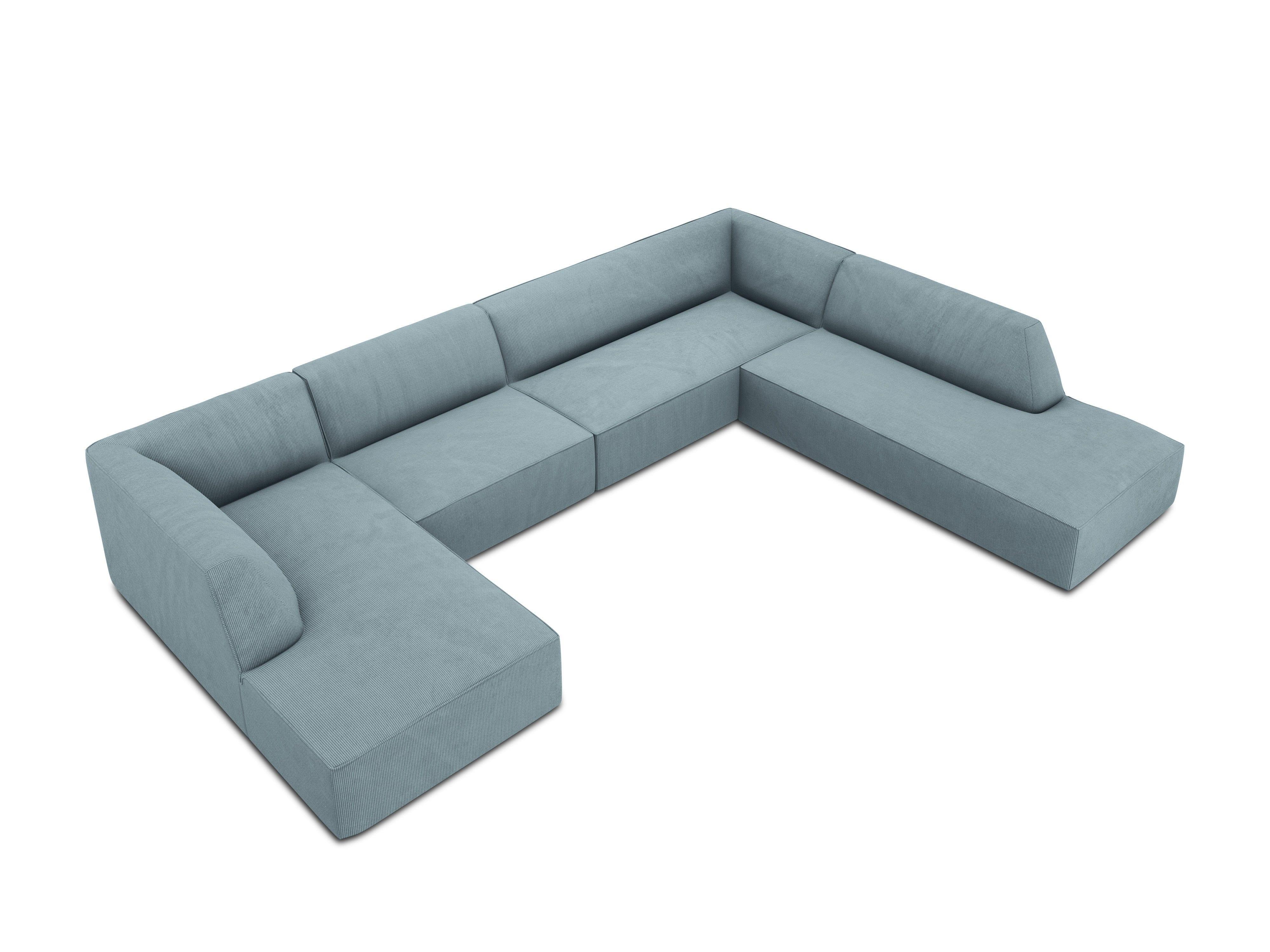 Narożnik w kształcie U sztruksowa prawostronny RUBY jasnoniebieski Micadoni Eye on Design