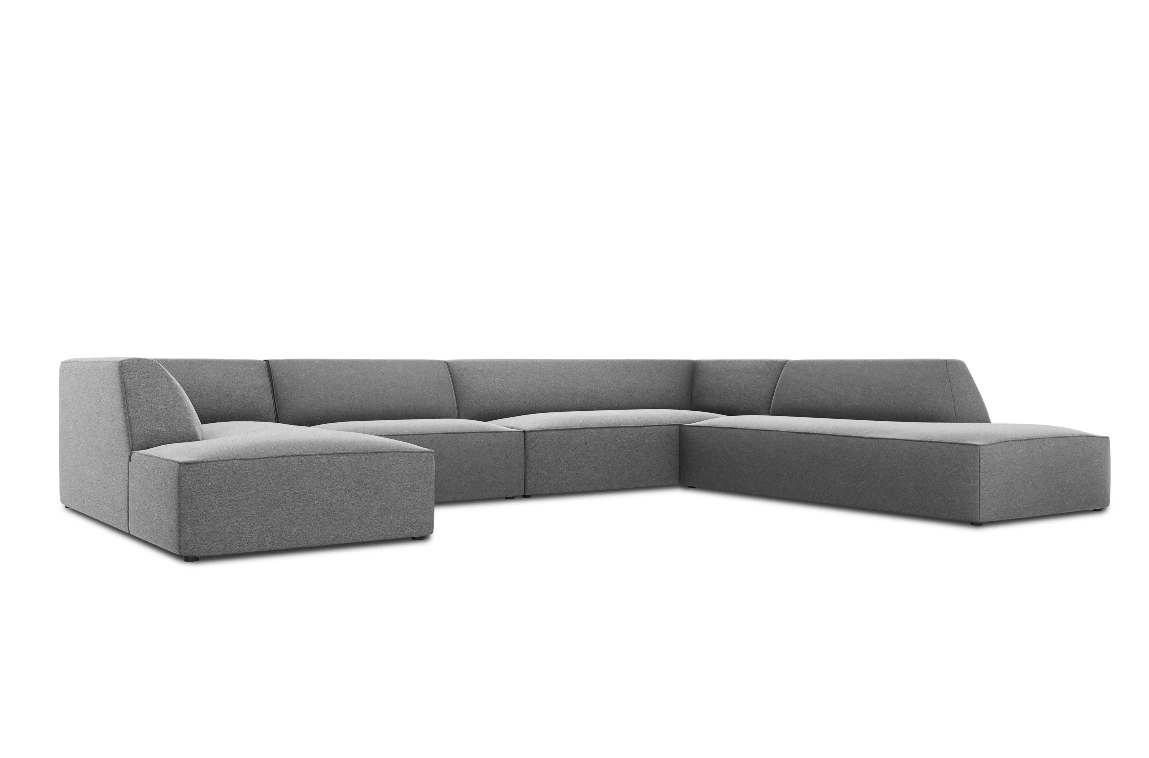 Narożnik w kształcie U aksamitny prawostronny RUBY szary Micadoni Eye on Design