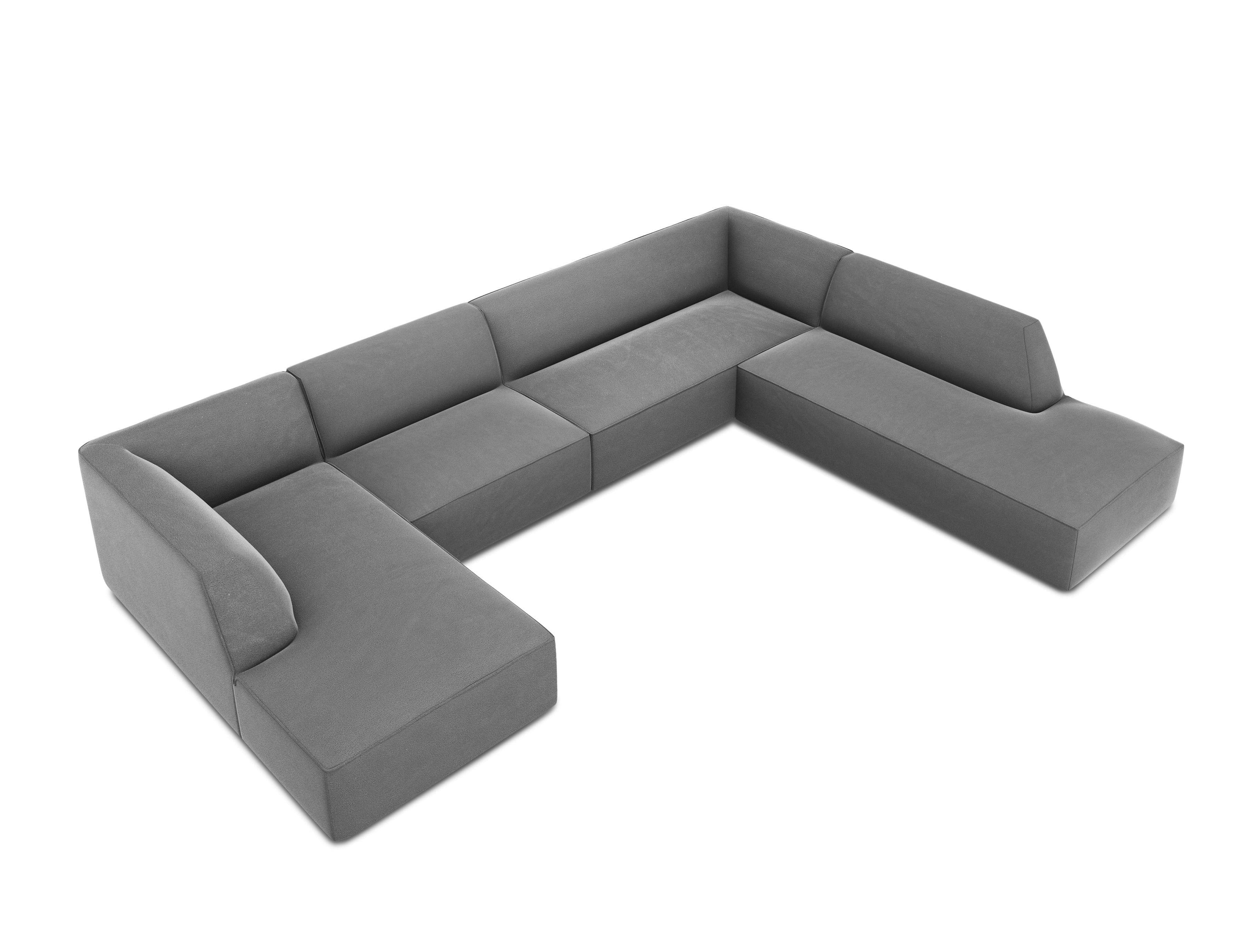 Narożnik w kształcie U aksamitny prawostronny RUBY szary Micadoni Eye on Design