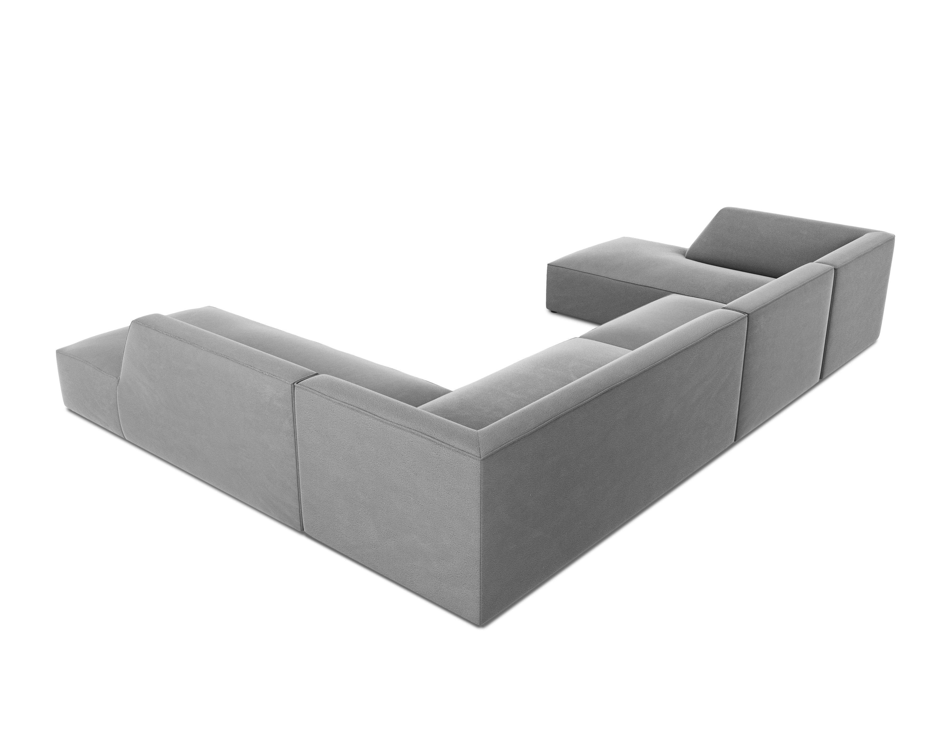 Narożnik w kształcie U aksamitny prawostronny RUBY szary Micadoni Eye on Design