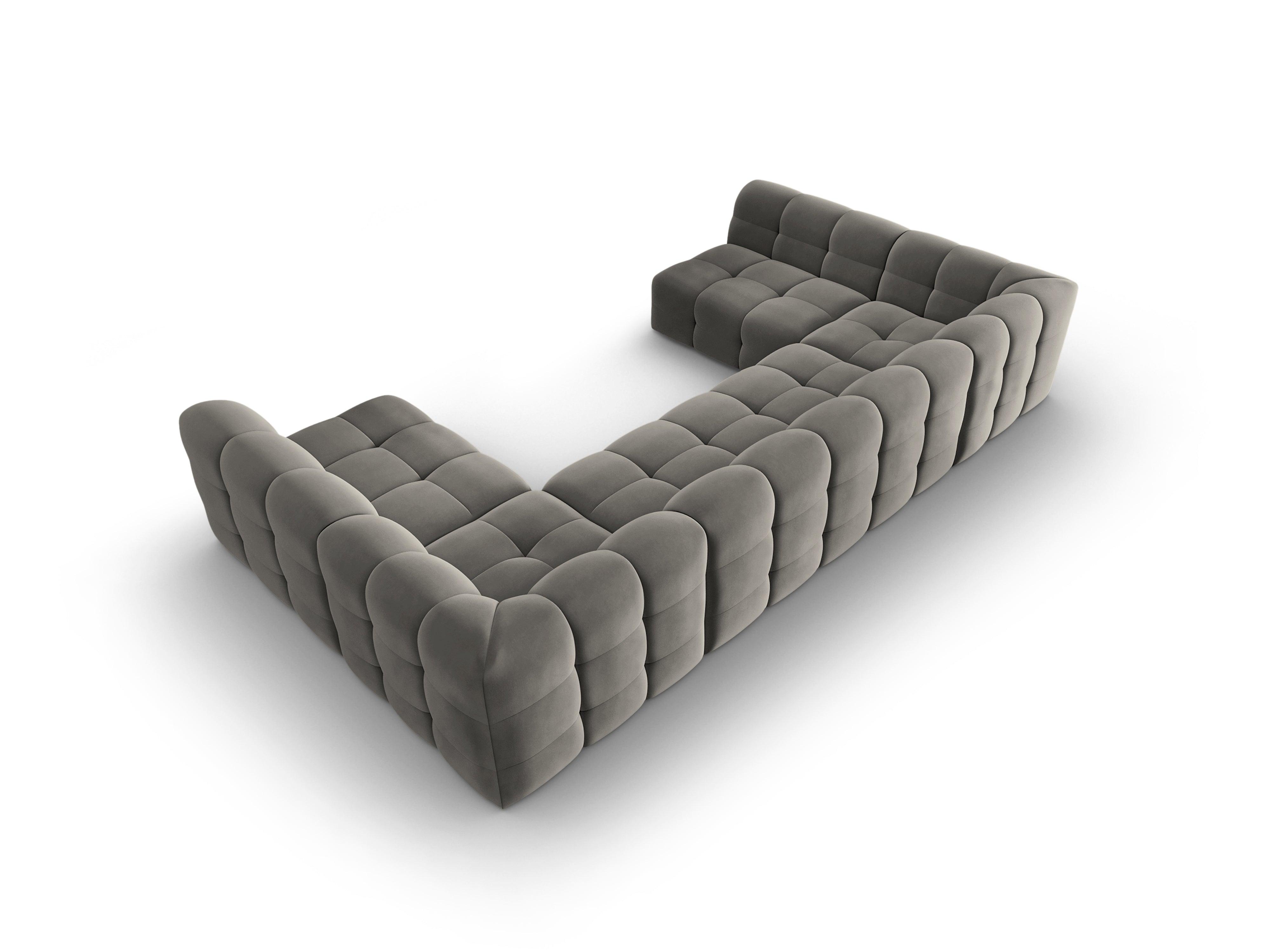 Narożnik aksamitny w kształcie U KENDAL szary Micadoni Eye on Design