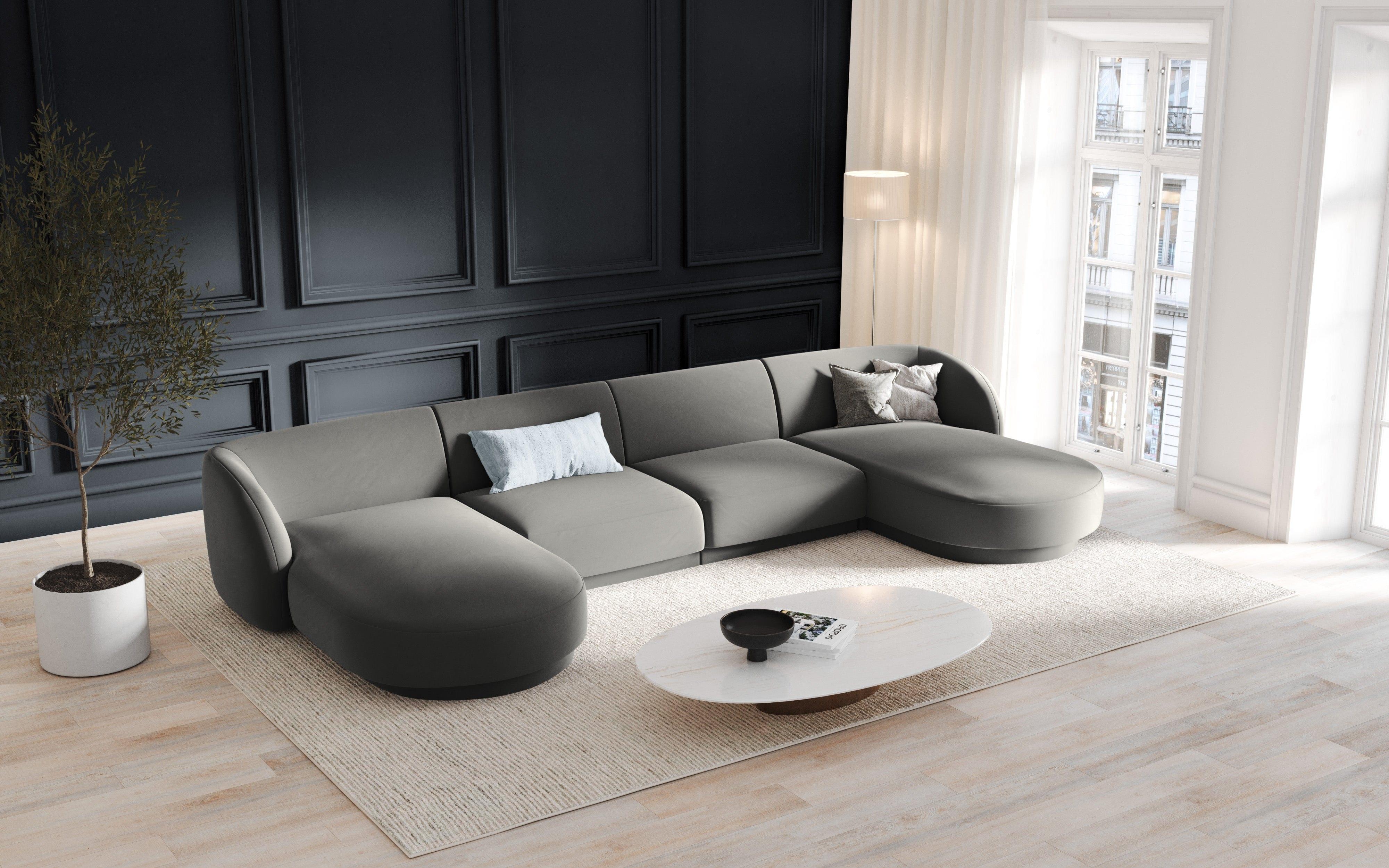 Narożnik aksamitny panoramiczny MILEY jasnoszary Micadoni Eye on Design