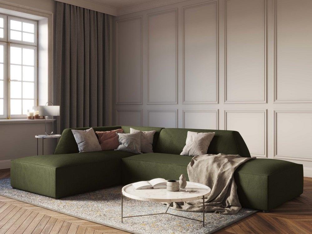 Sofa narożna sztruksowa lewostronna RUBY zielony Micadoni Eye on Design