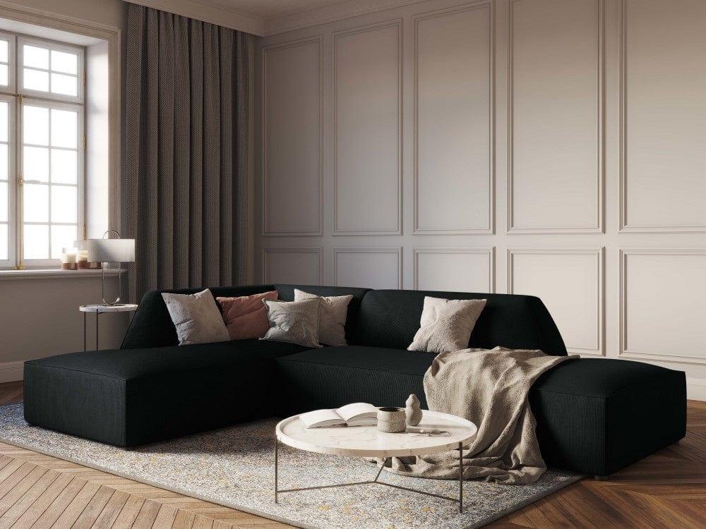 Sofa narożna sztruksowa lewostronna RUBY czarny Micadoni Eye on Design