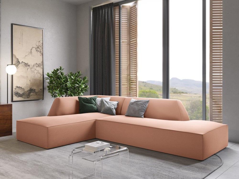 Sofa narożna aksamitna lewostronna RUBY łososiowy Micadoni Eye on Design