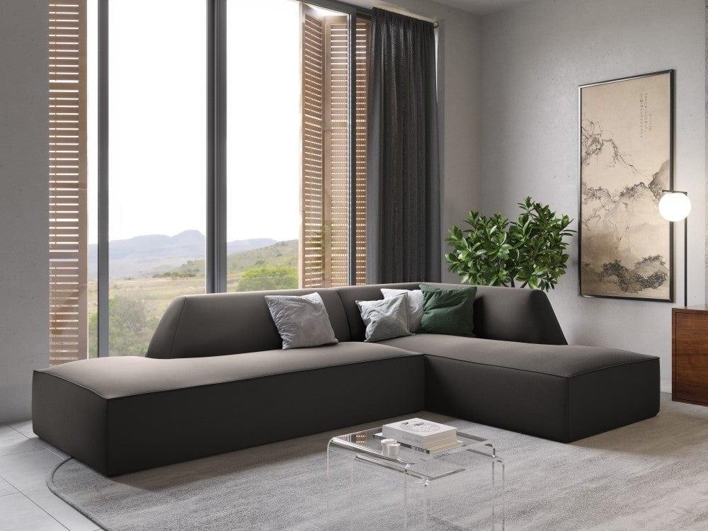 Sofa narożna aksamitna prawostronna RUBY ciemnoszary – Micadoni