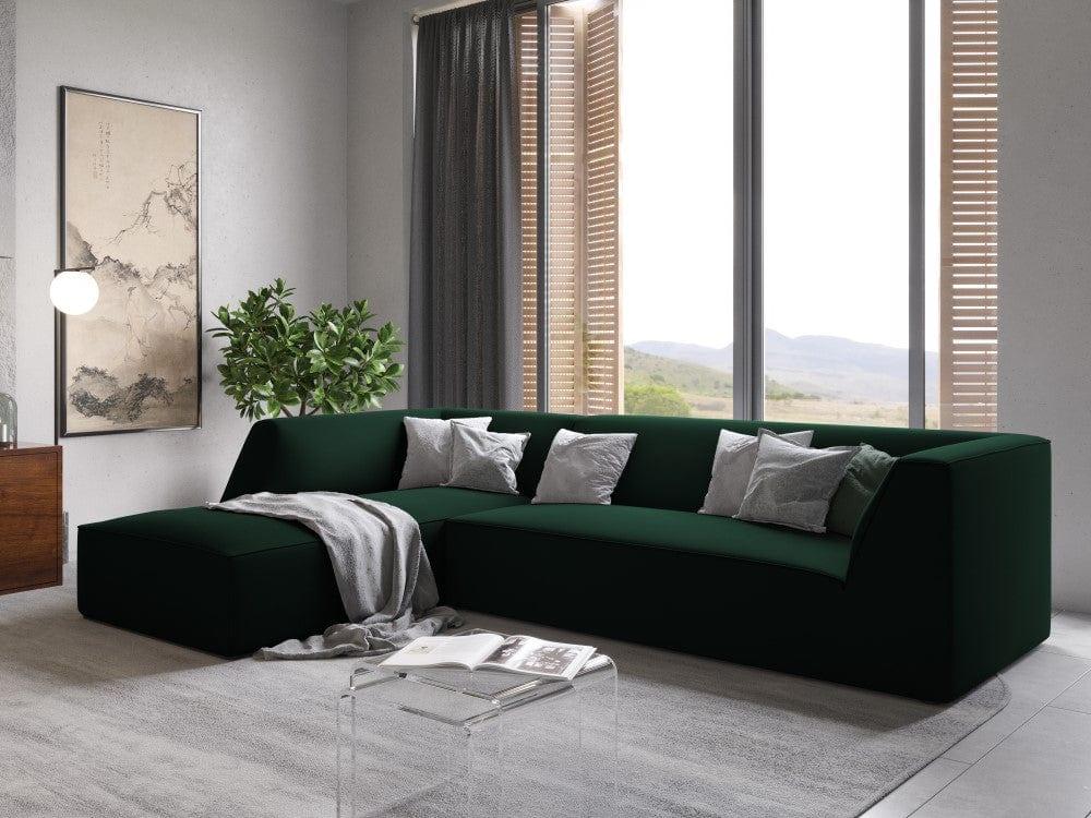 Narożnik aksamitny 4-osobowy lewostronny RUBY butelkowa zieleń Micadoni Eye on Design