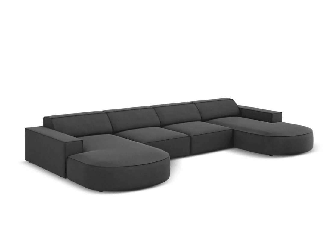 Sofa aksamitna panoramiczna okrągła JODIE ciemnoszary – Micadoni