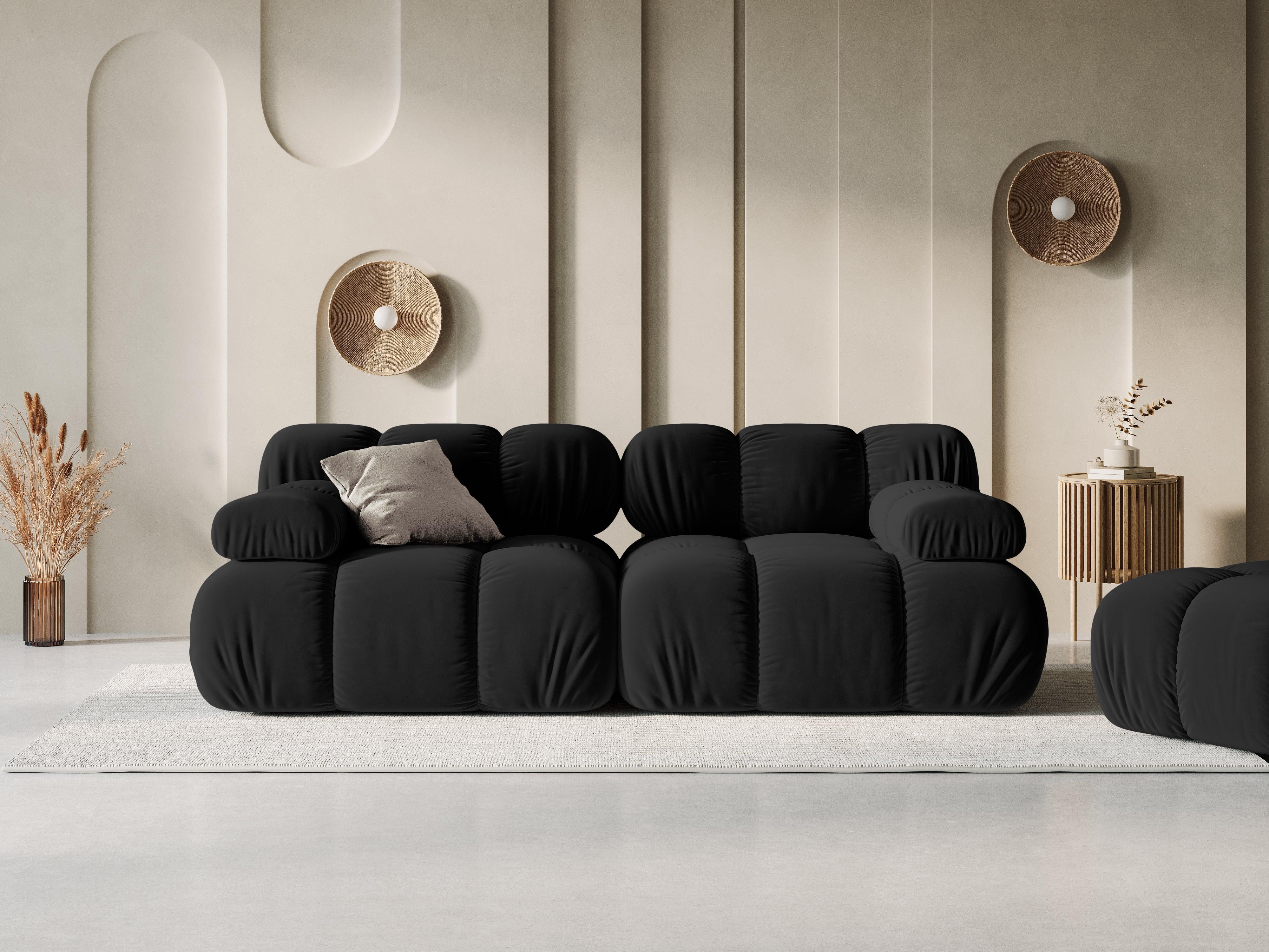 Sofa aksamitna 2-osobowa TROPEA czarny Milo Casa Eye on Design