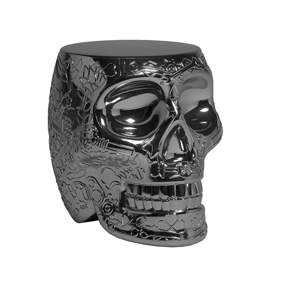 Stołek i stolik boczny MEXICO METALLIC tytanowy Qeeboo Eye on Design