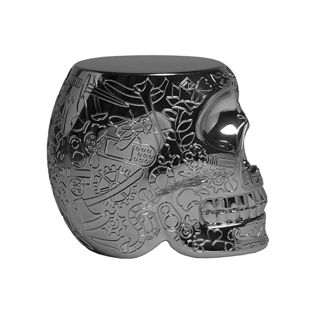 Stołek i stolik boczny MEXICO METALLIC tytanowy Qeeboo Eye on Design