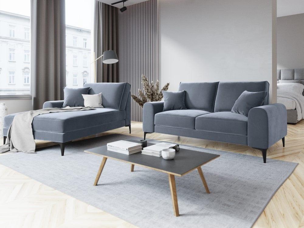 Szezlong aksamitny lewostronny MADARA jasnoniebieski z czarną podstawą Mazzini Sofas Eye on Design
