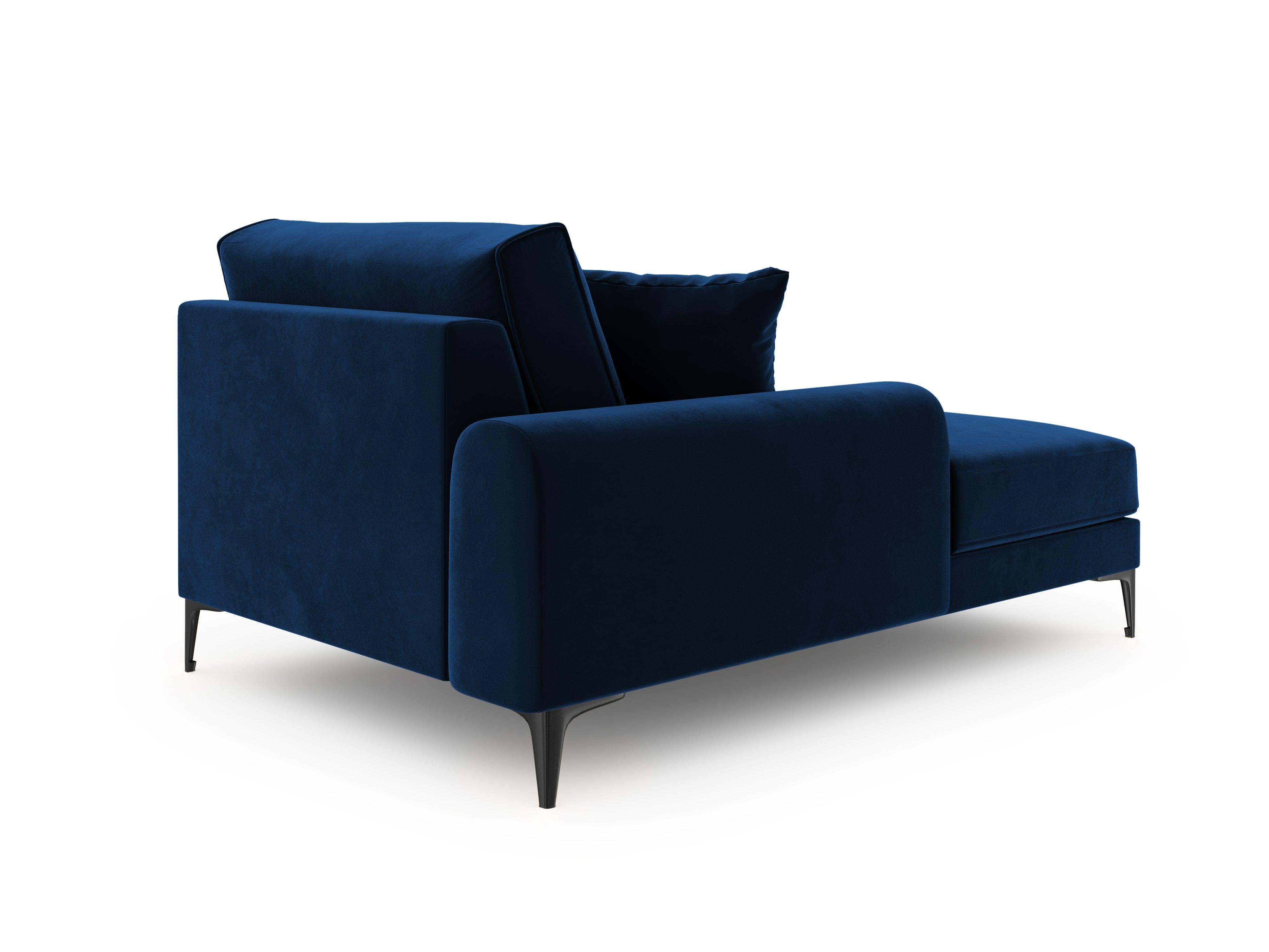 Szezlong aksamitny lewostronny MADARA królewski niebieski z czarną podstawą Mazzini Sofas Eye on Design