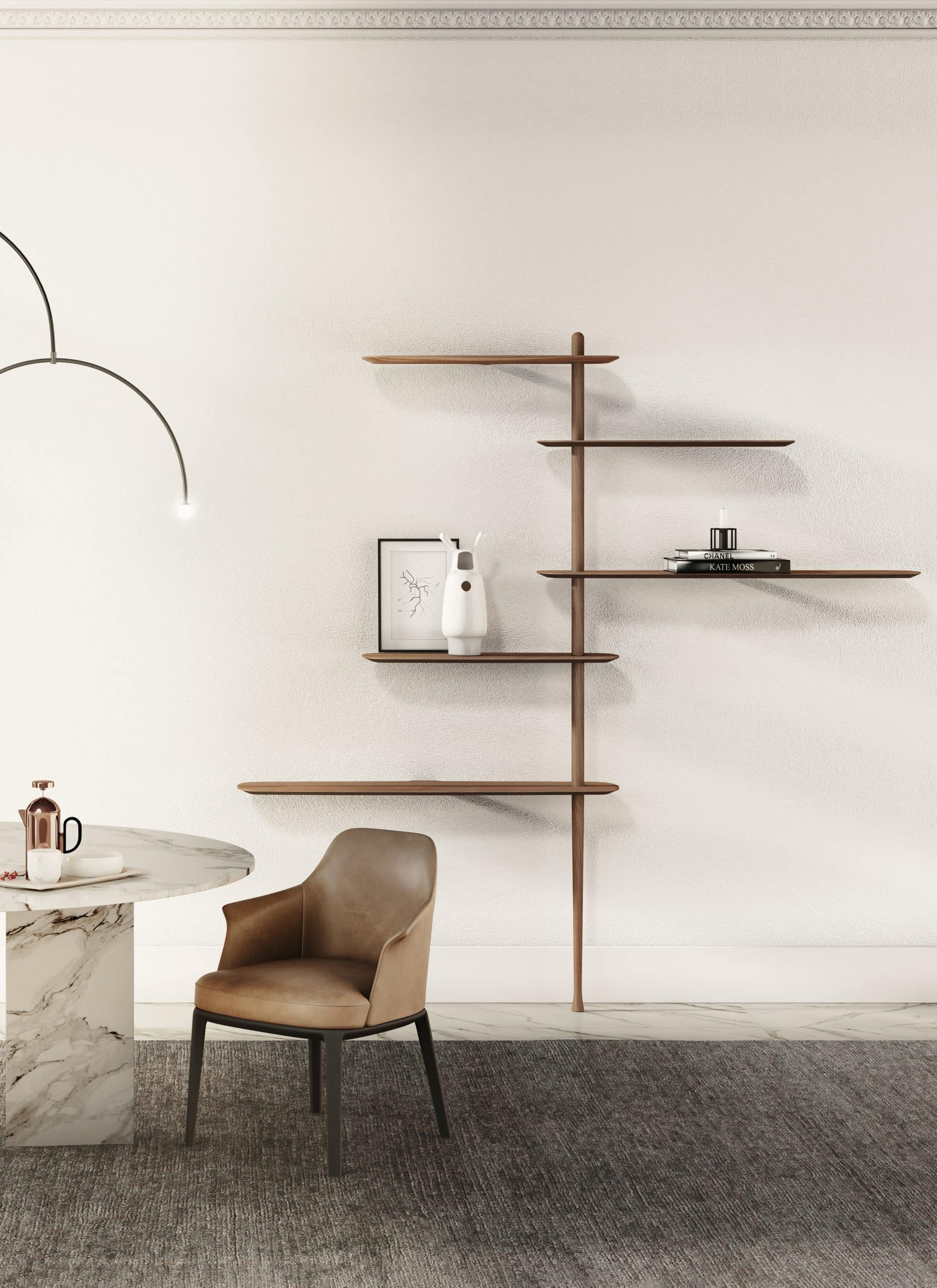 UNICA Wall Shelf - CONFIGURATION 10 Walnut Veneer