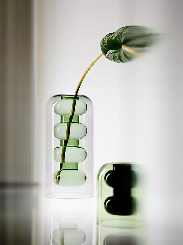 Vase BUMP schwarz-grünes Glas