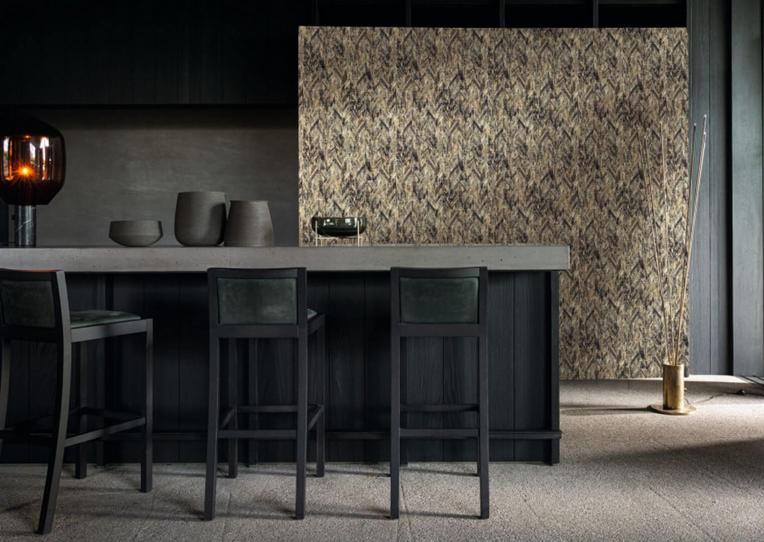 Strukturierte Jacquard-Textiltapete mit abstraktem Muster ARAPAHO - SABLE PIERRE-BLEUE beige mit Blau