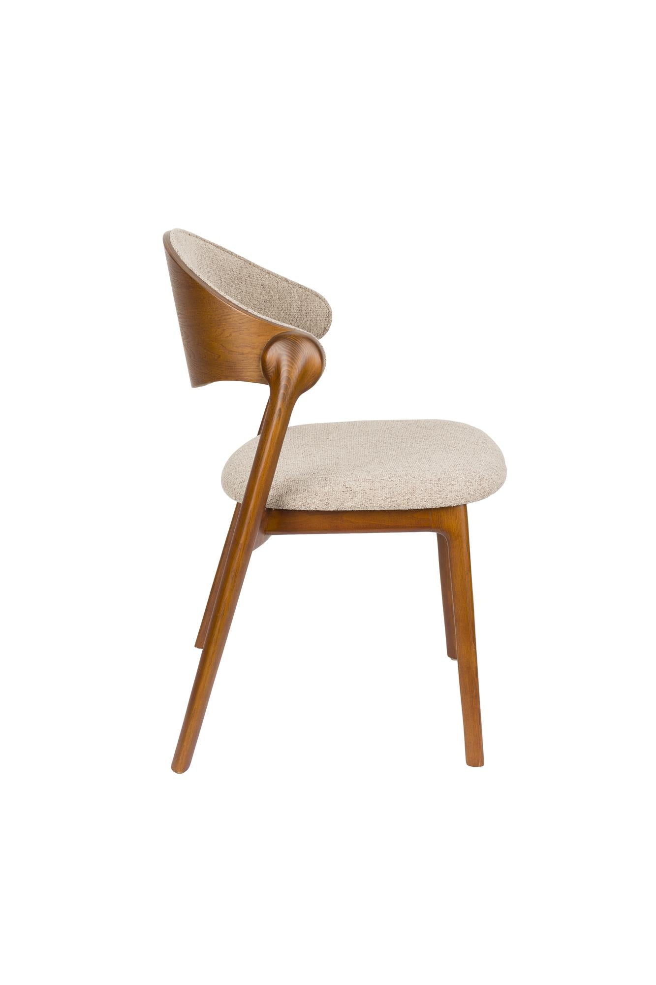 Babington Beige Stuhl mit einer Holzbasis