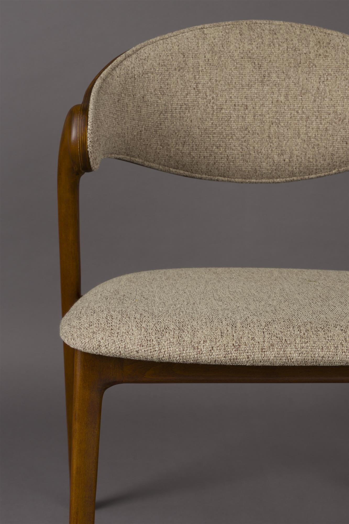 Babington Beige Stuhl mit einer Holzbasis