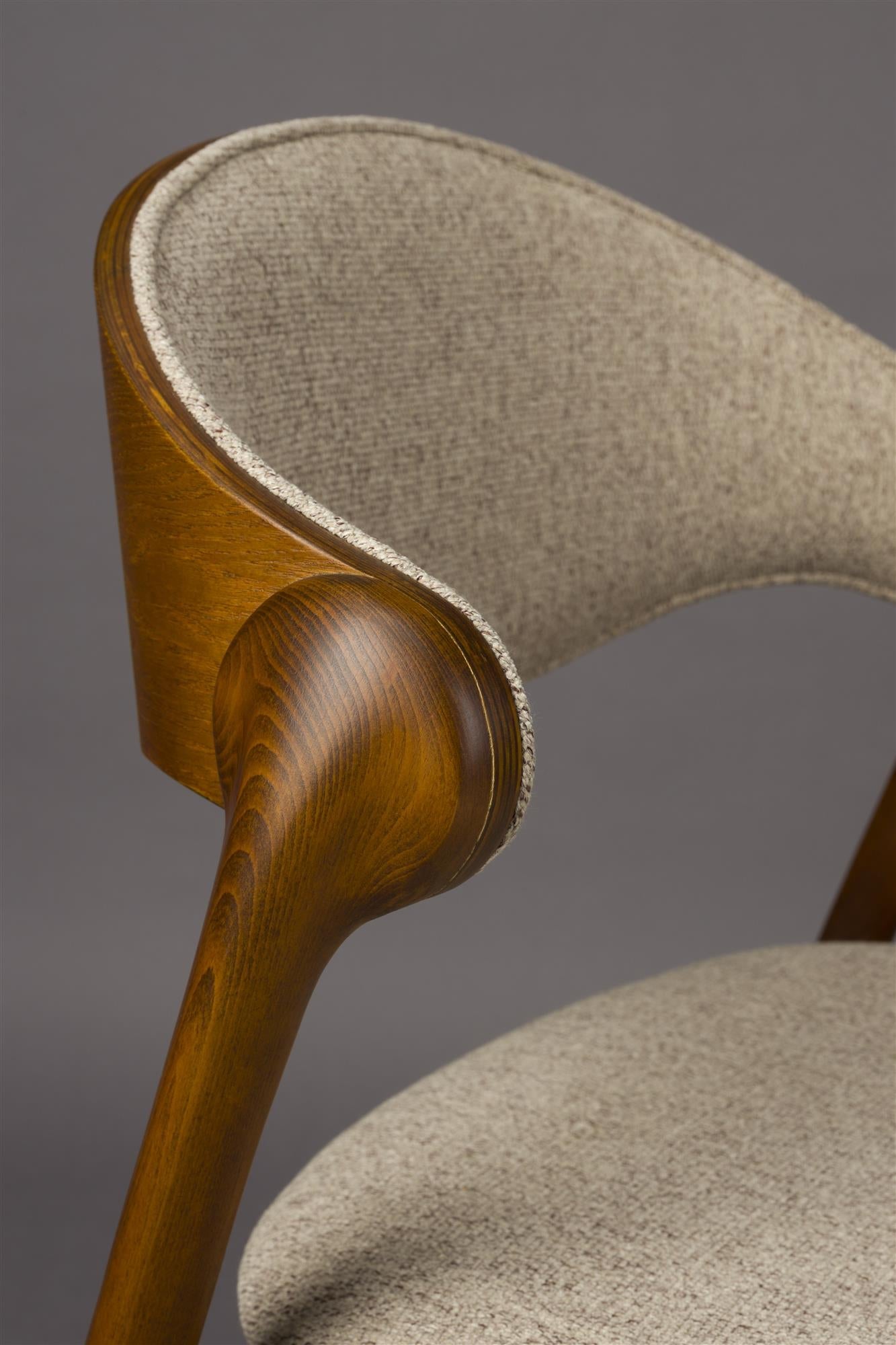 Babington Beige Stuhl mit einer Holzbasis