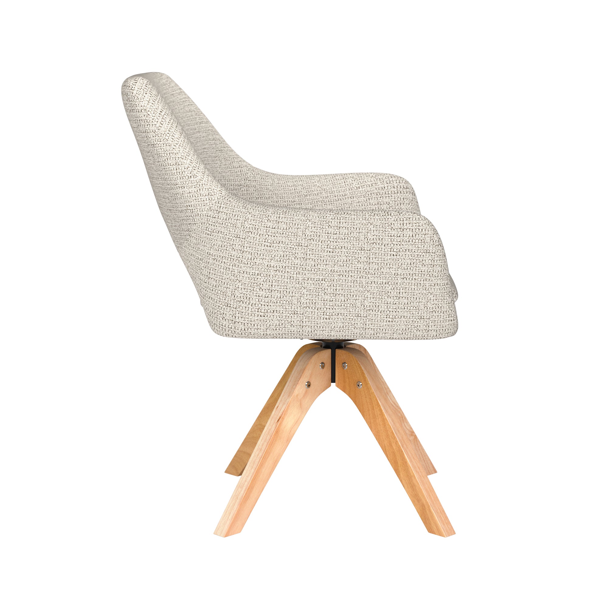 MOS white swivel chair with wooden base