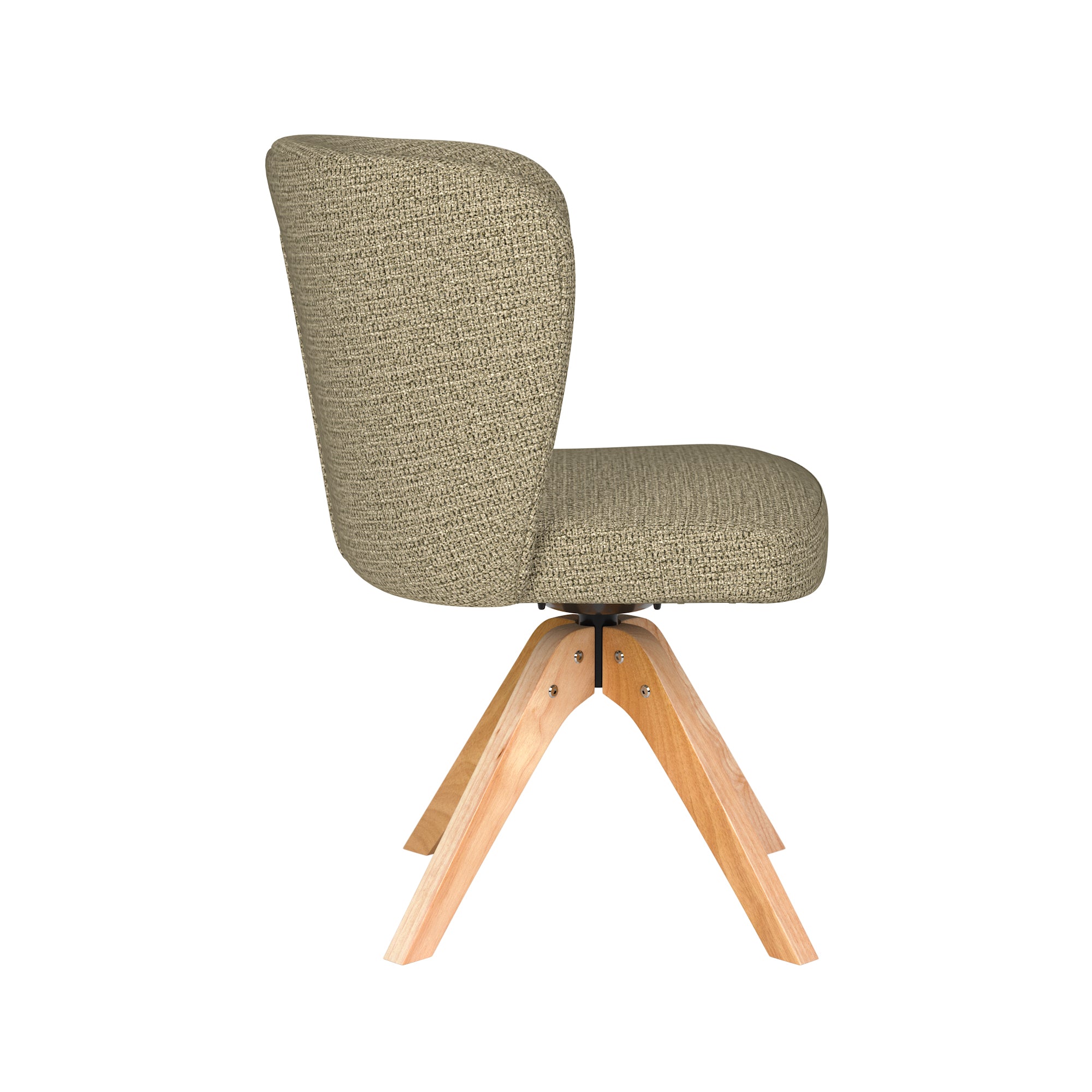 STAN green swivel chair with wooden base