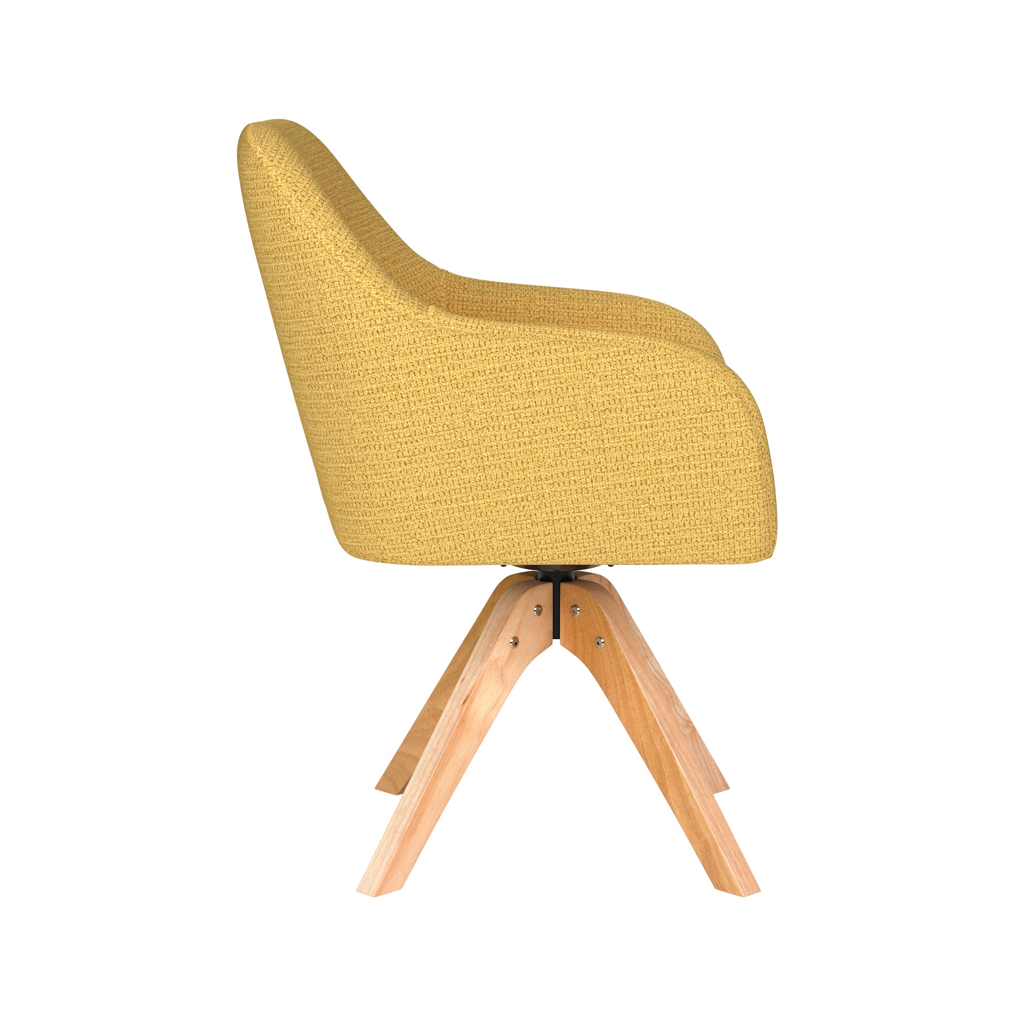 OTIS yellow swivel chair with wooden base