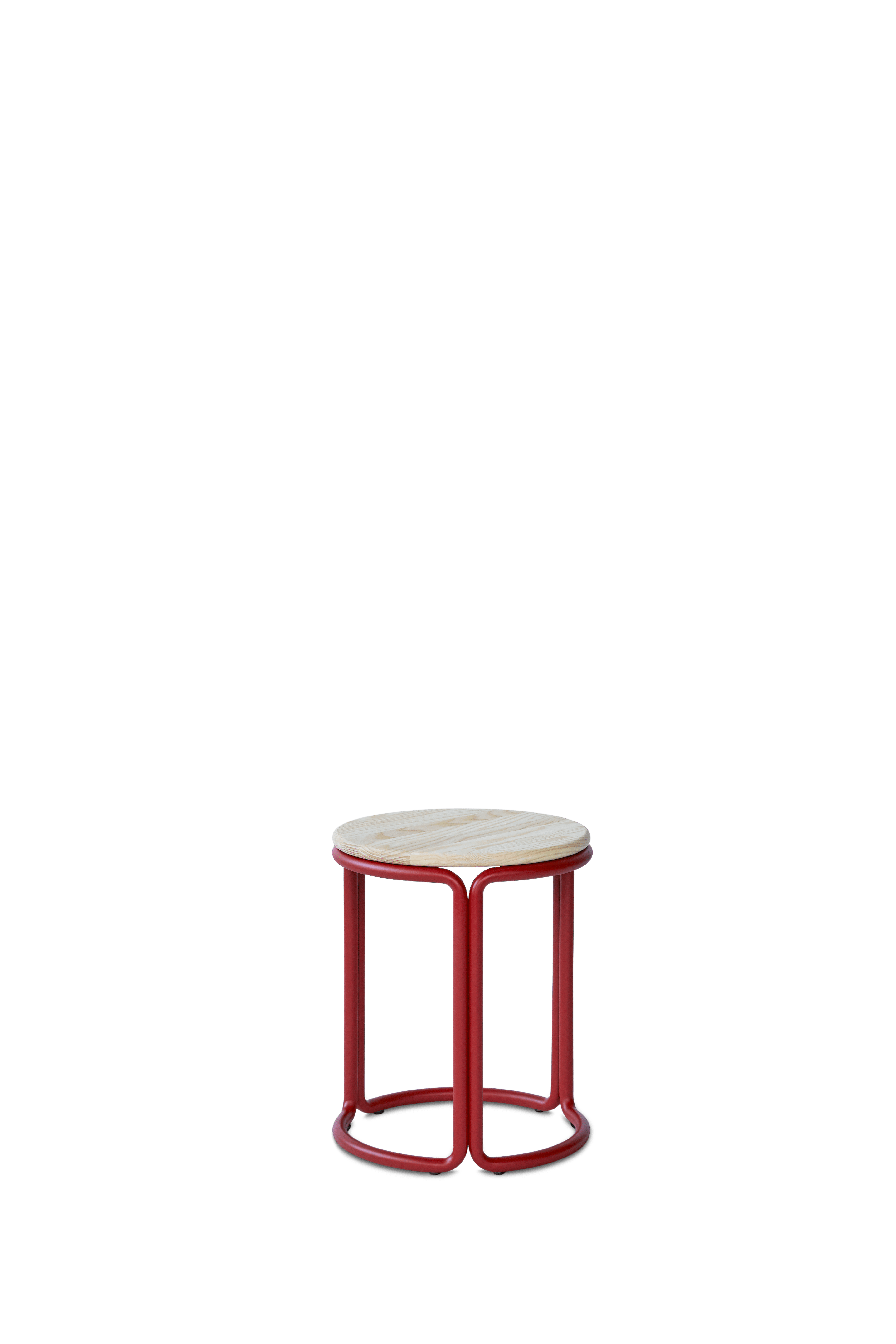 HARDIE red stool with natural seat