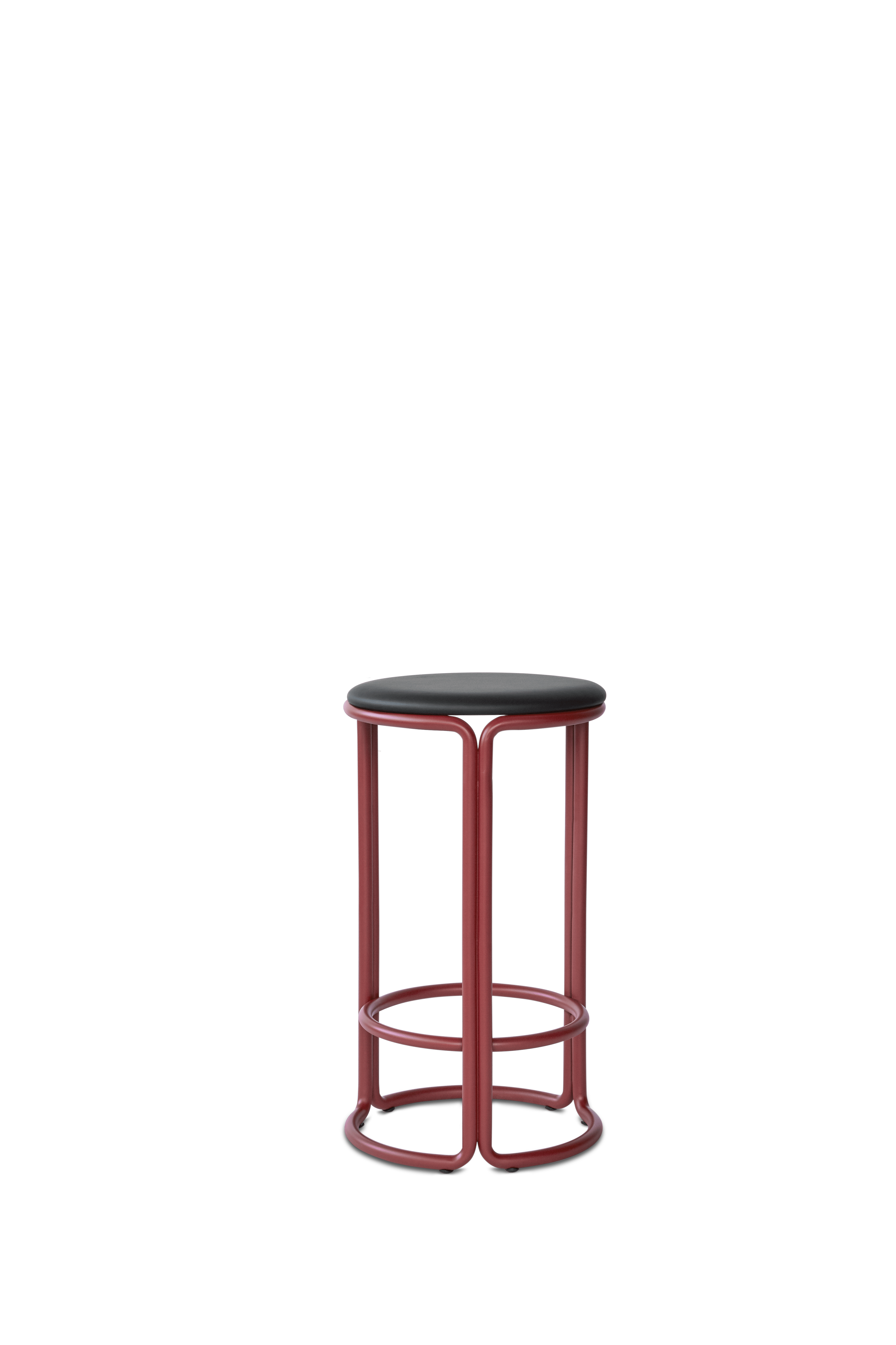 HARDIE red stool with natural seat