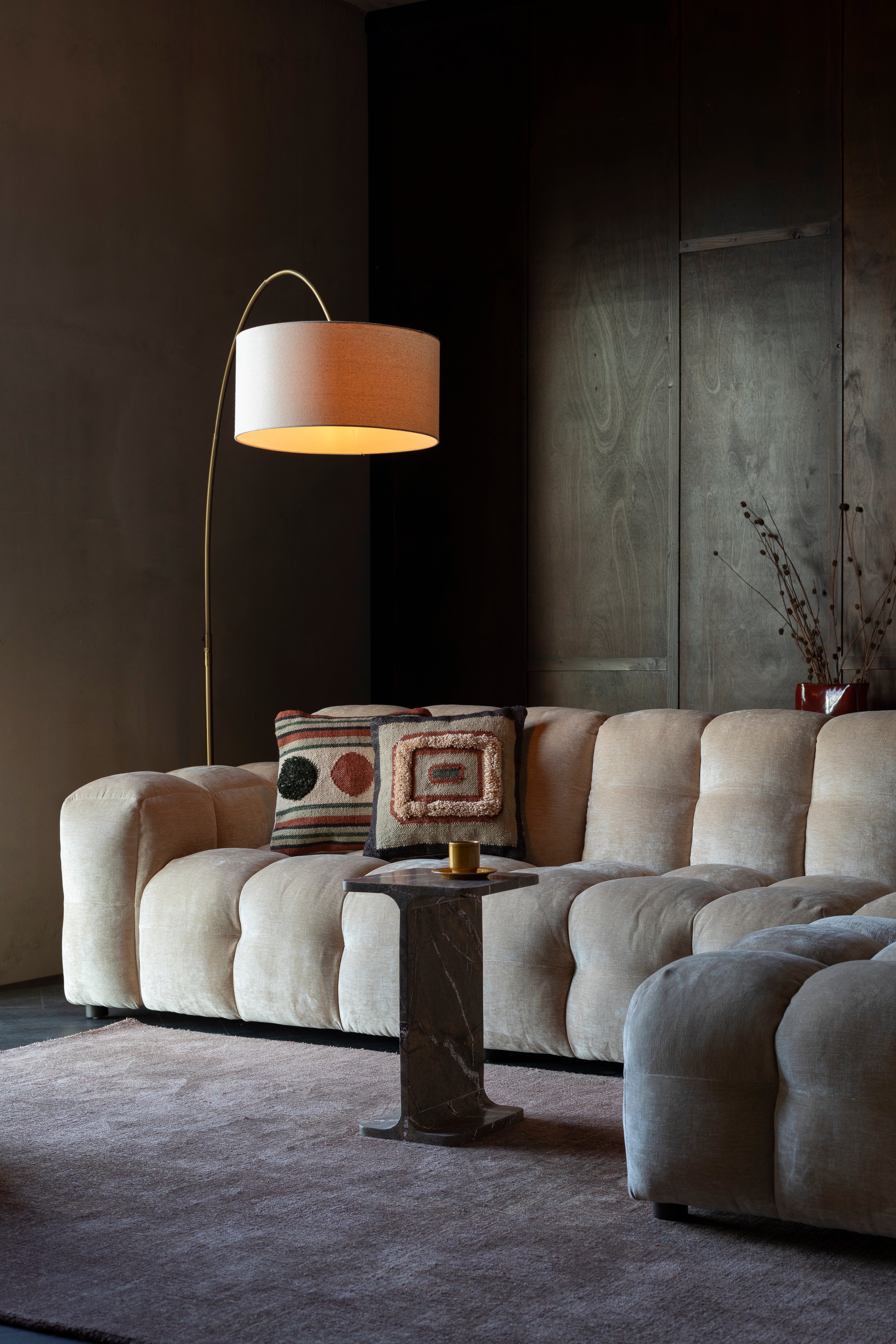 Sofa 4,5-sitzige HACKMAN beige Samt