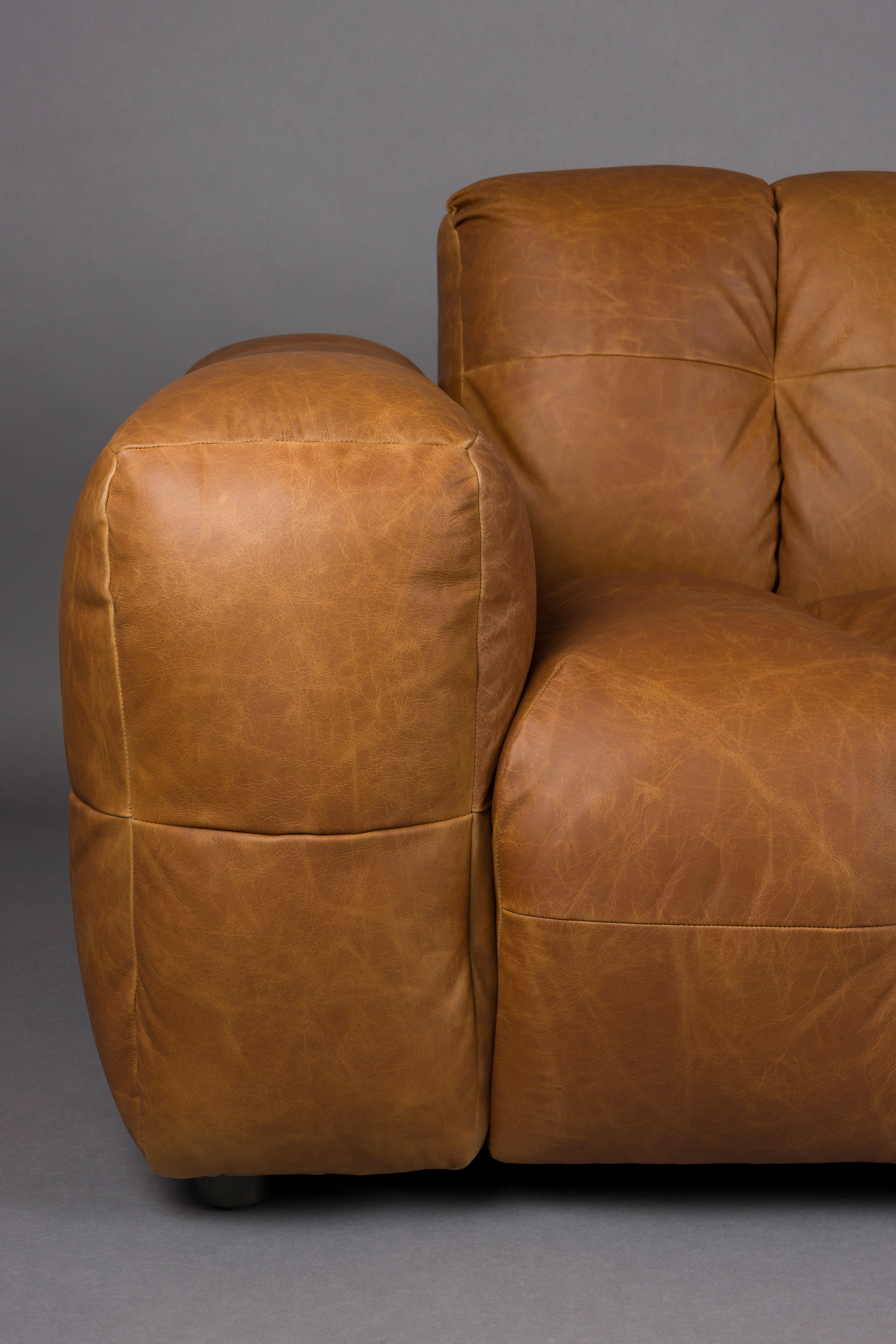3-seater HACKMAN sofa in cognac leather