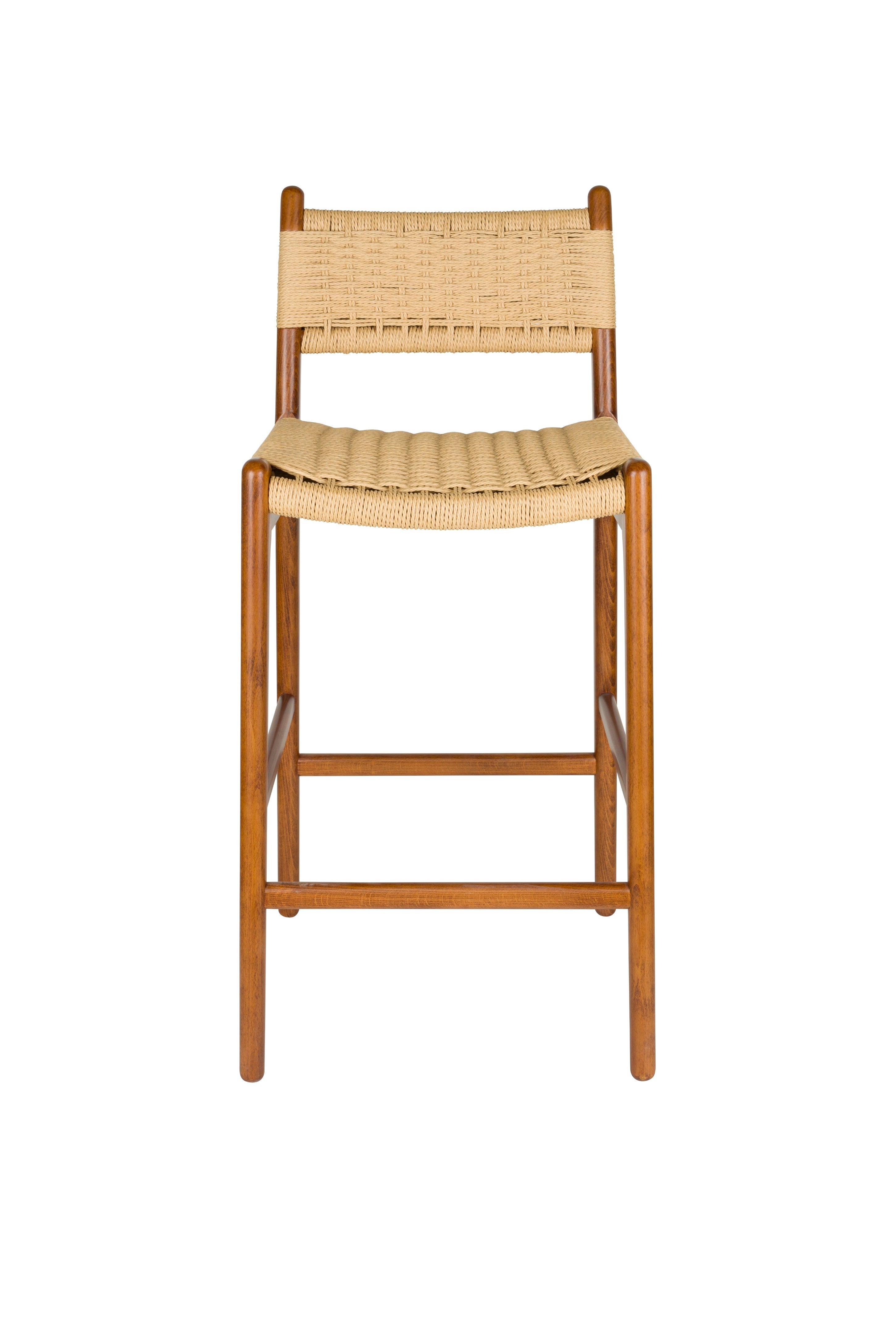 Hocker CECILE aus Buchenholz mit Nussbaum-Finish