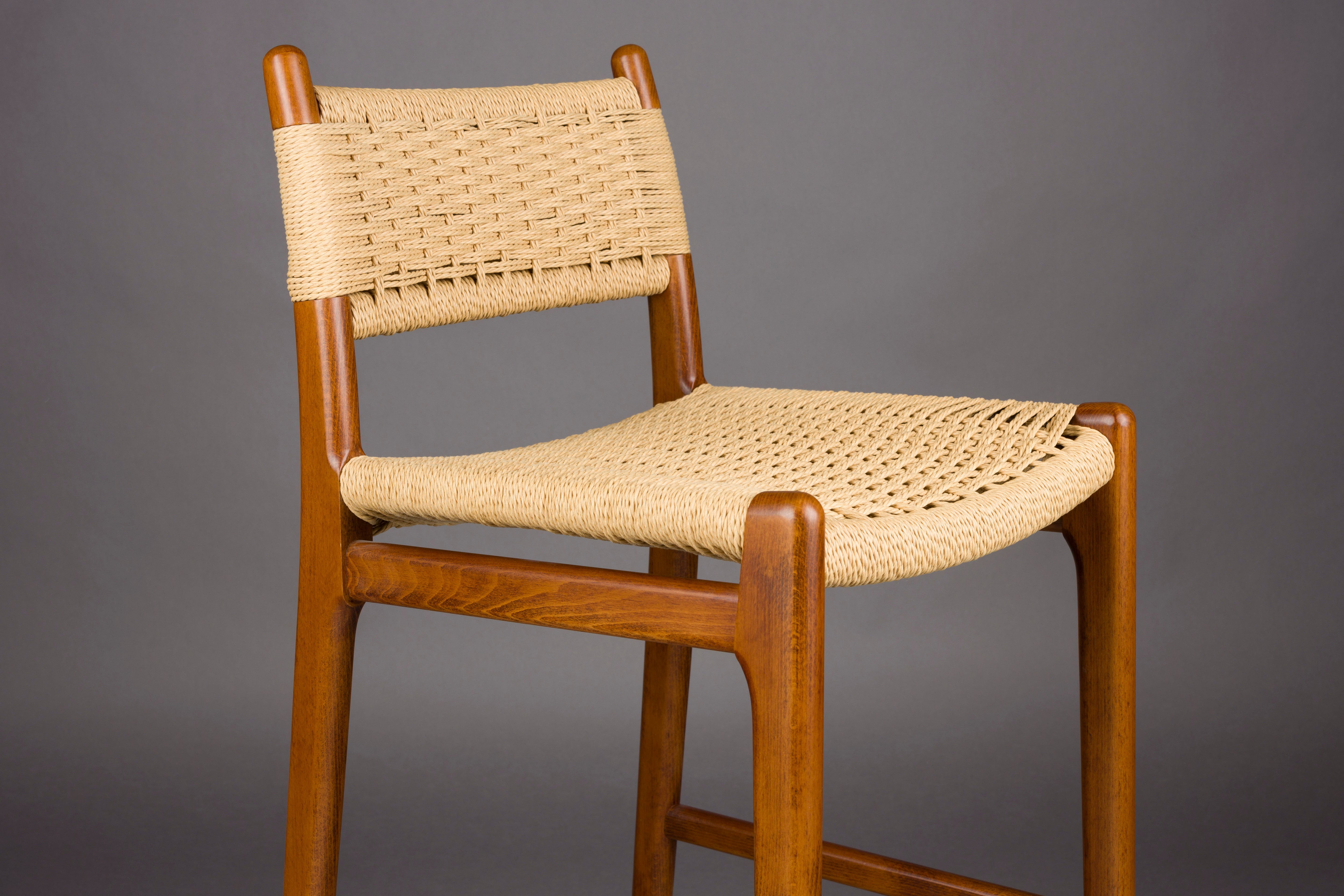 Hocker CECILE aus Buchenholz mit Nussbaum-Finish