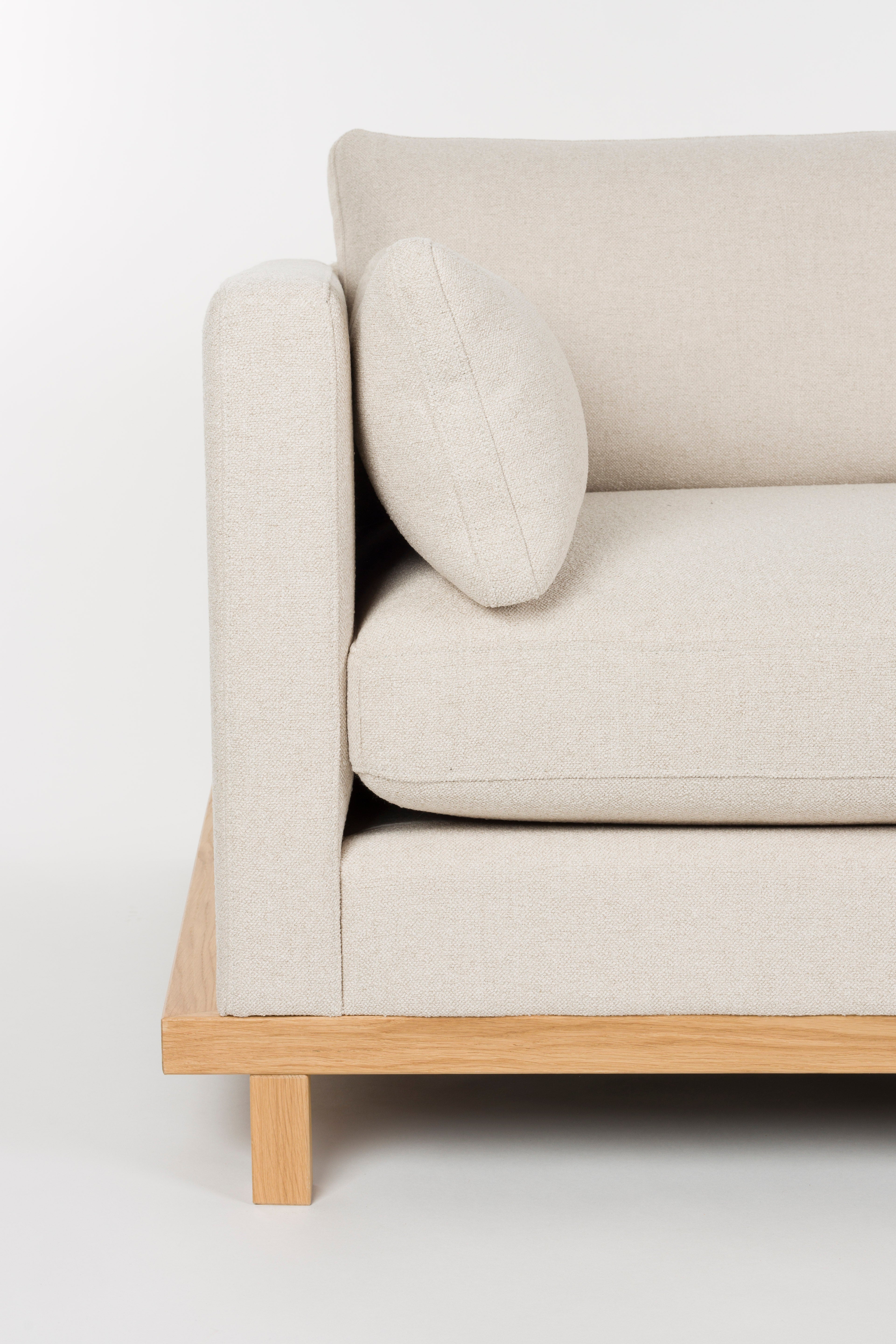 4.5-seater BLOSSOM sofa in beige with a wooden base