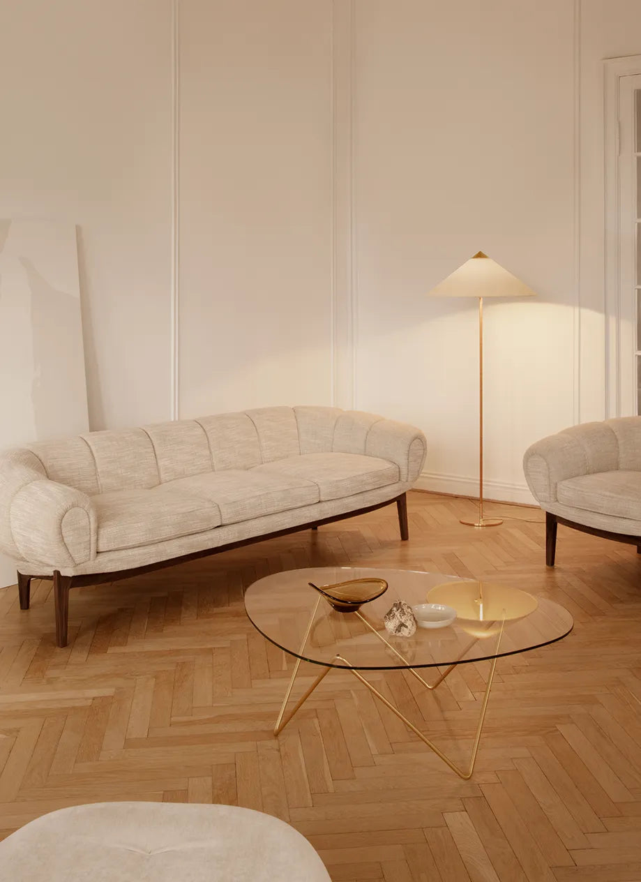 PEDRERA Coffee Table with Smoked Glass and Brass Base