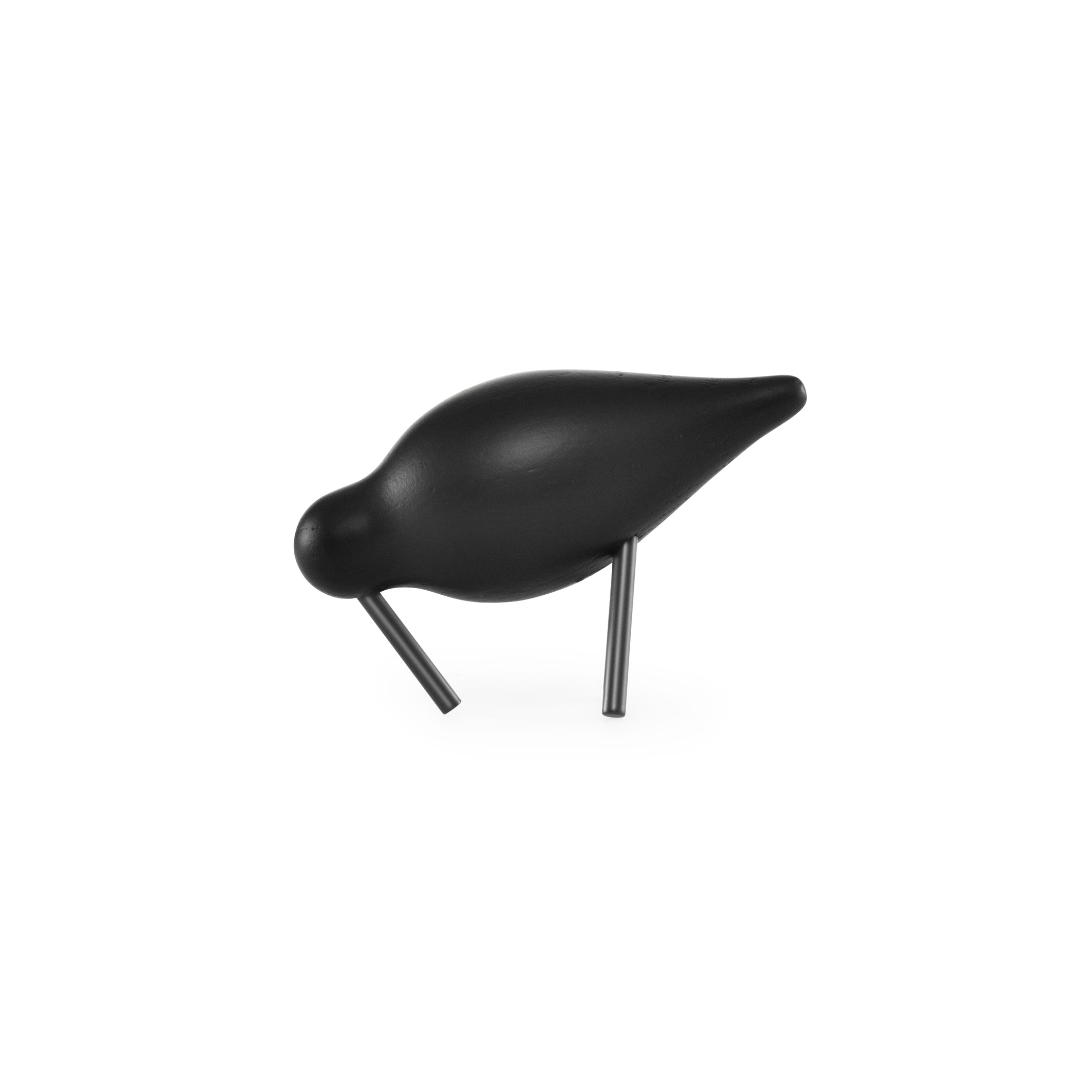 Black Shorebird wooden figurine with black legs