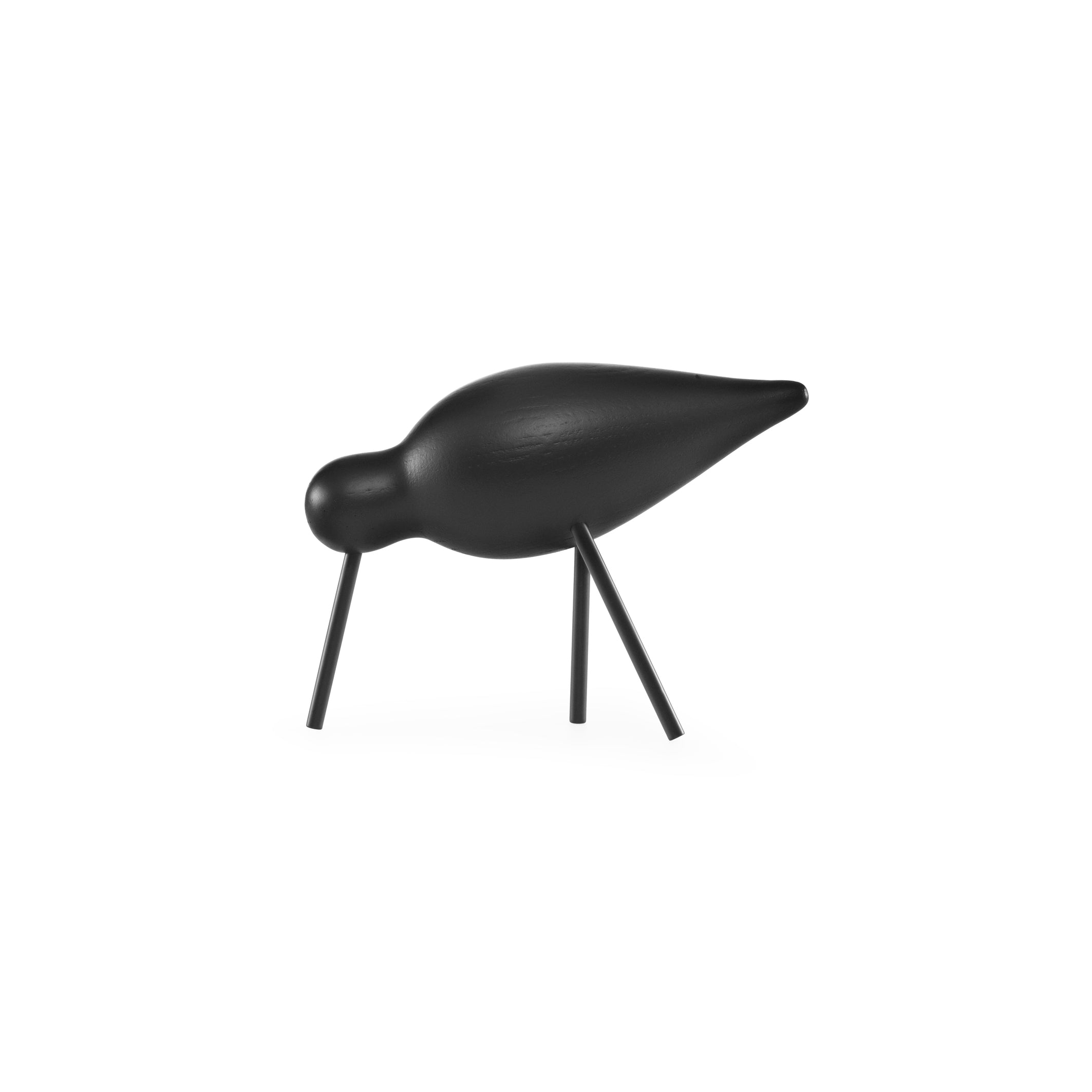 Black Shorebird wooden figurine with black legs