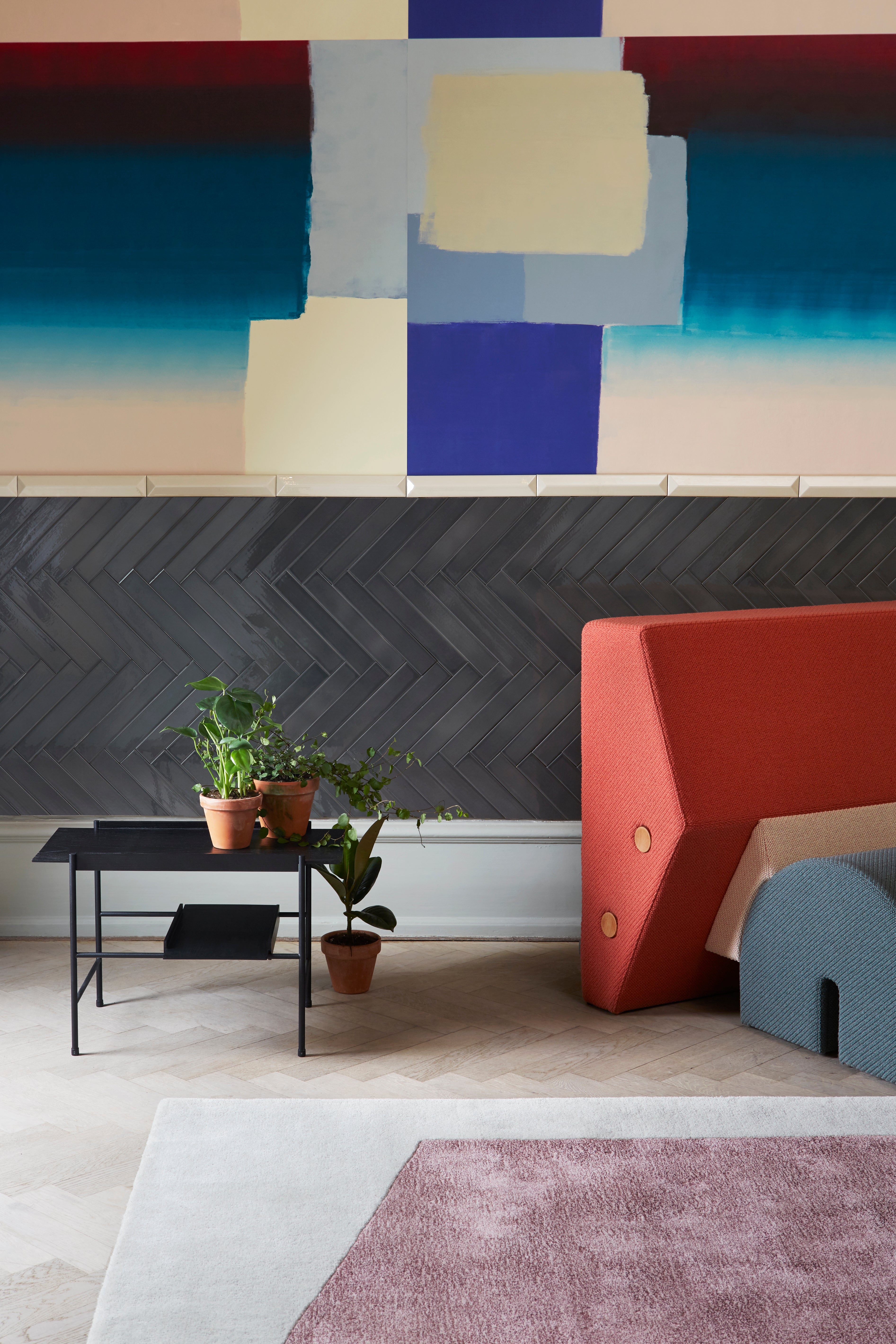 Sessel KEYSTONE orange mit beige und dunkelgrau