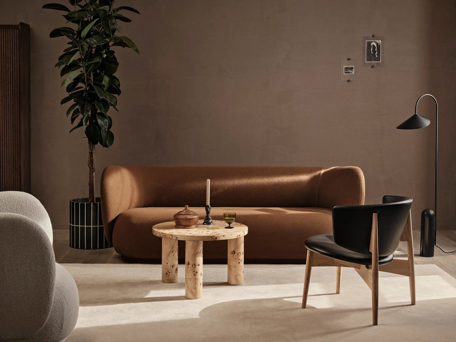 Sofa 3-sitzig RICO Louisiana schwarz mit sandfarbenem Bezug