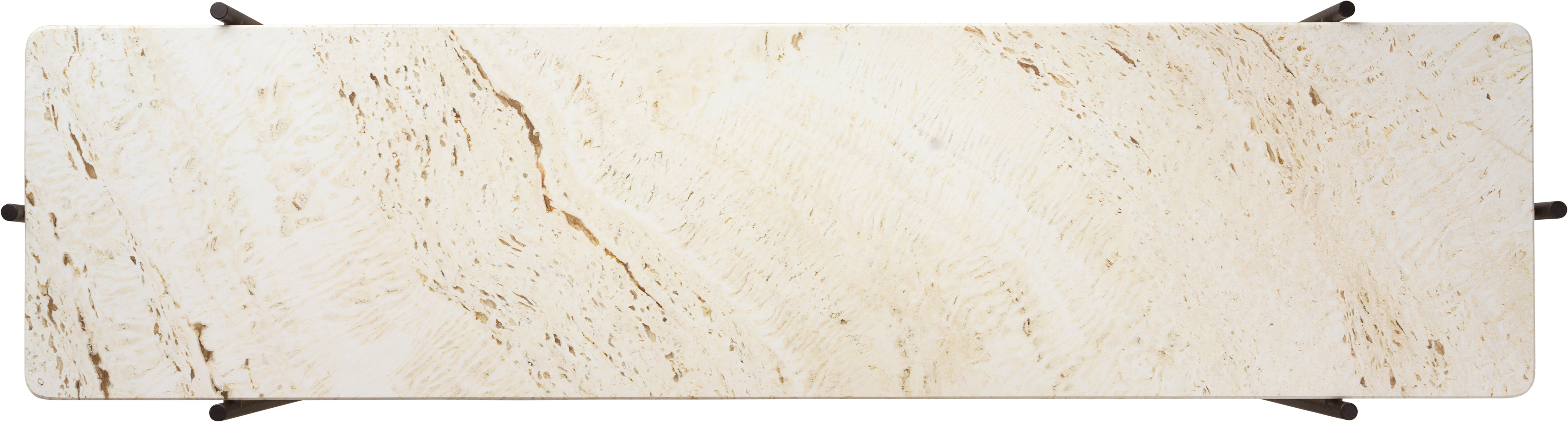 Konsole TS cremefarbener Travertin mit schwarzem Sockel